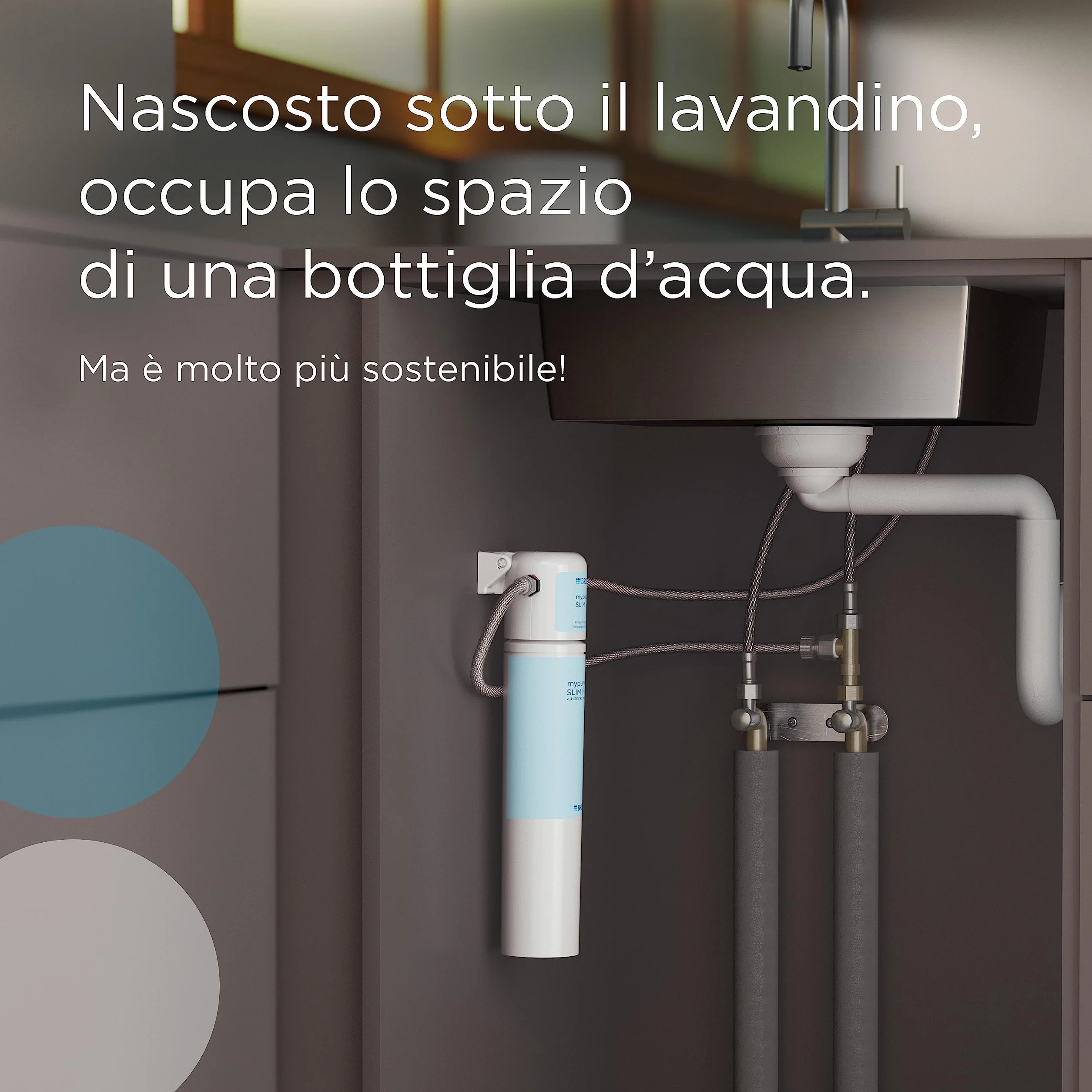 BRITA Sistema filtrante mypure SLIM V-MF incl. 1x filtro (8000L) - sistema sottolavello per il tuo rubinetto per acqua buona e priva di batteri al 99,999% - con timer digitale