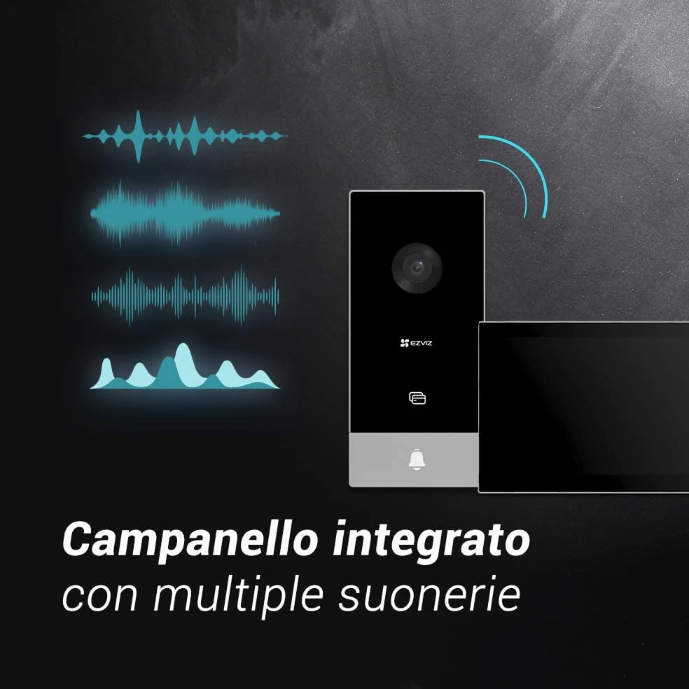 EZVIZ HP5 Videocitofono Connesso, 7 Pollici Touch Monitor, 2 fili, Visione Notturna, Apertura da remoto, Full HD, Apertura RFID, Impermeabile, Dual Band