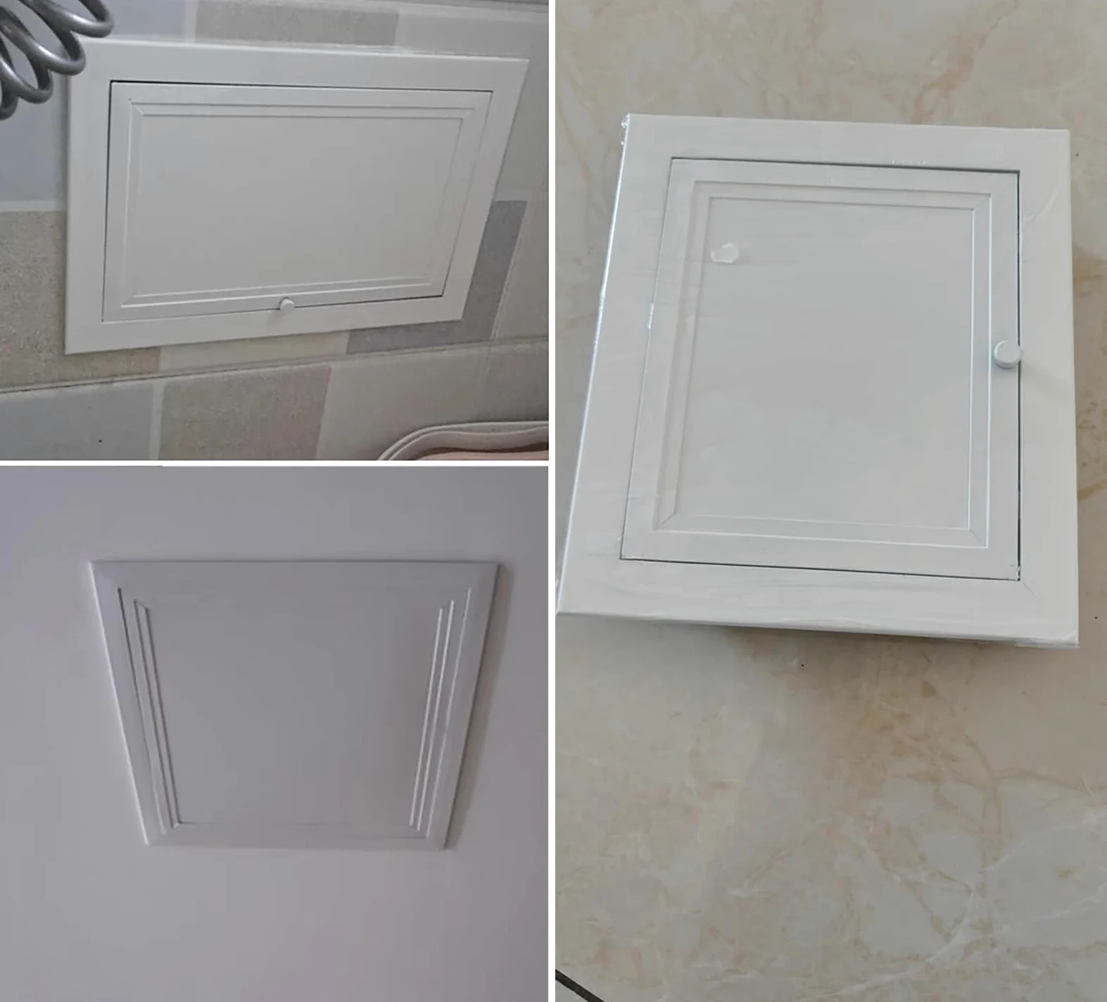 Sportello Ispezione Sportello di Accesso Idraulico per Doccia con Maniglia, Botola di Accesso a Parete Bianca, Pannello di Accesso Incassato, Coperchio di Ispezione in Metallo Staccabile(60x70cm(24x28