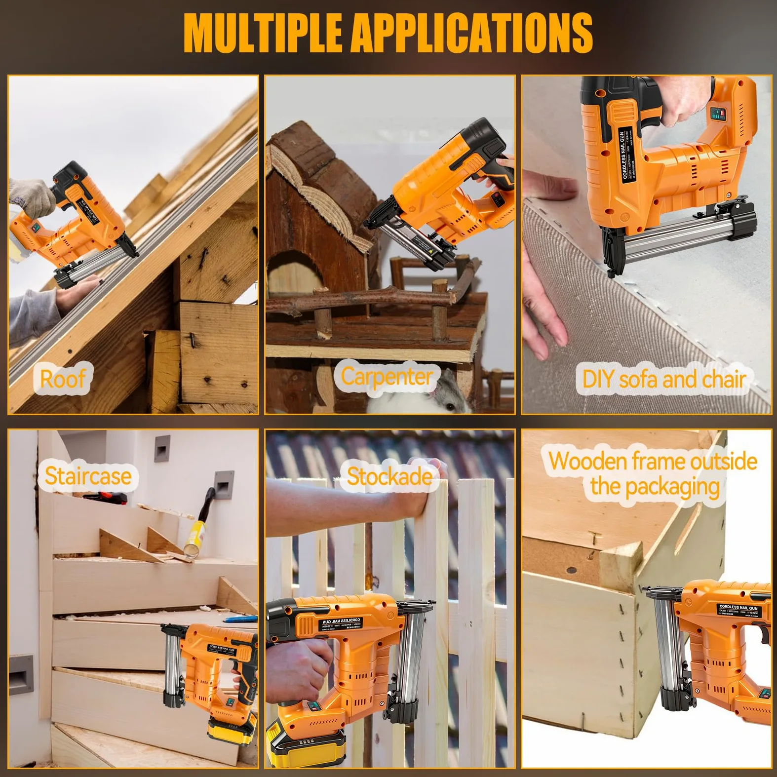 Chiodatrice senza fili da 18 GA per Dewalt 18 V batteria (senza batteria), 2 in 1 senza spazzole, pistola per unghie, pinzatrice, chiodatrice con 1000 chiodi e 1000 punti metallici, per progetti fai