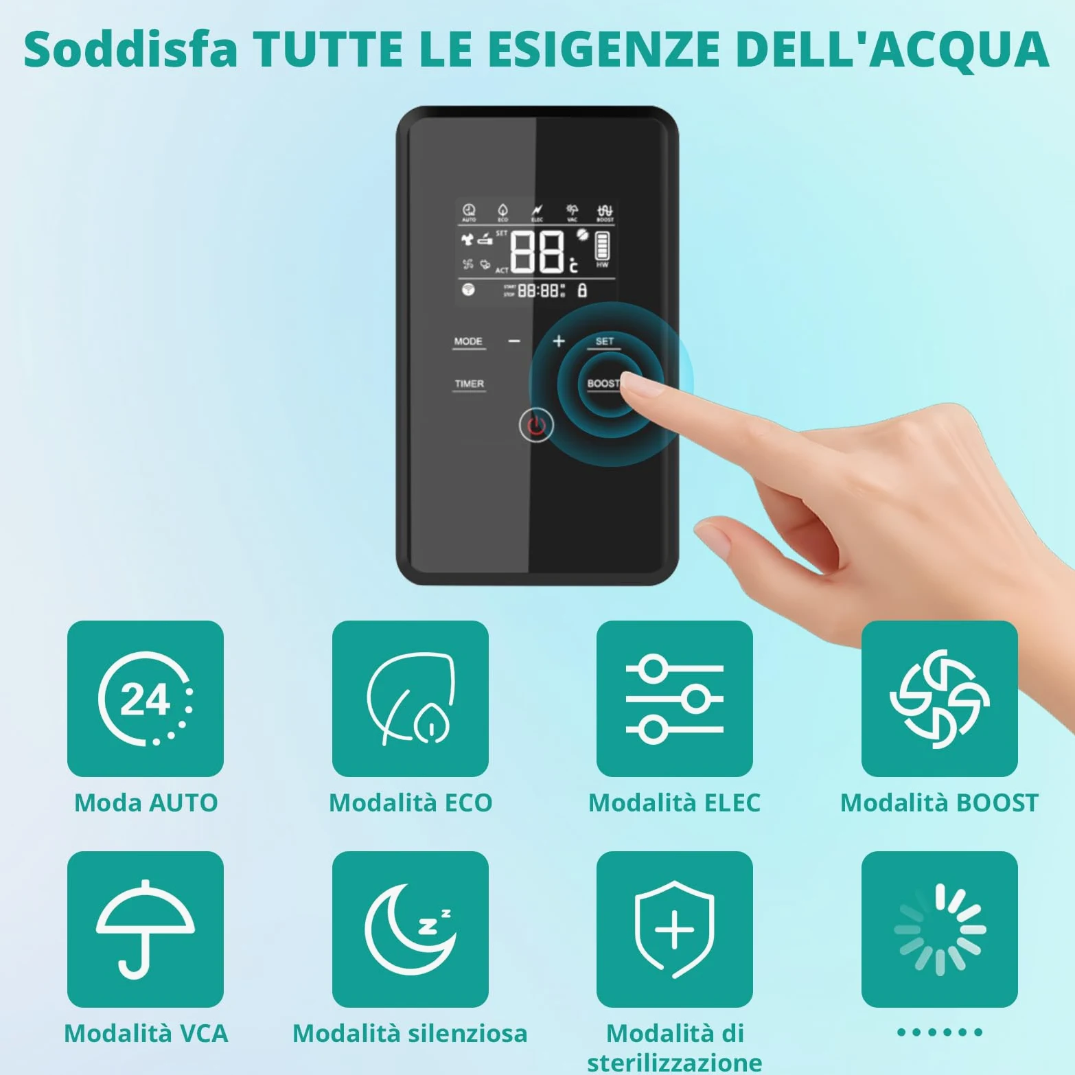 Pompa di calore verticale 240 L, R290 Pompa di calore ad aria per ville, alberghi, case vacanze, commerciali ed esterni, silenziosa 50 dB, riscaldamento rapido a 75 °C, WiFi, compatibile con solare
