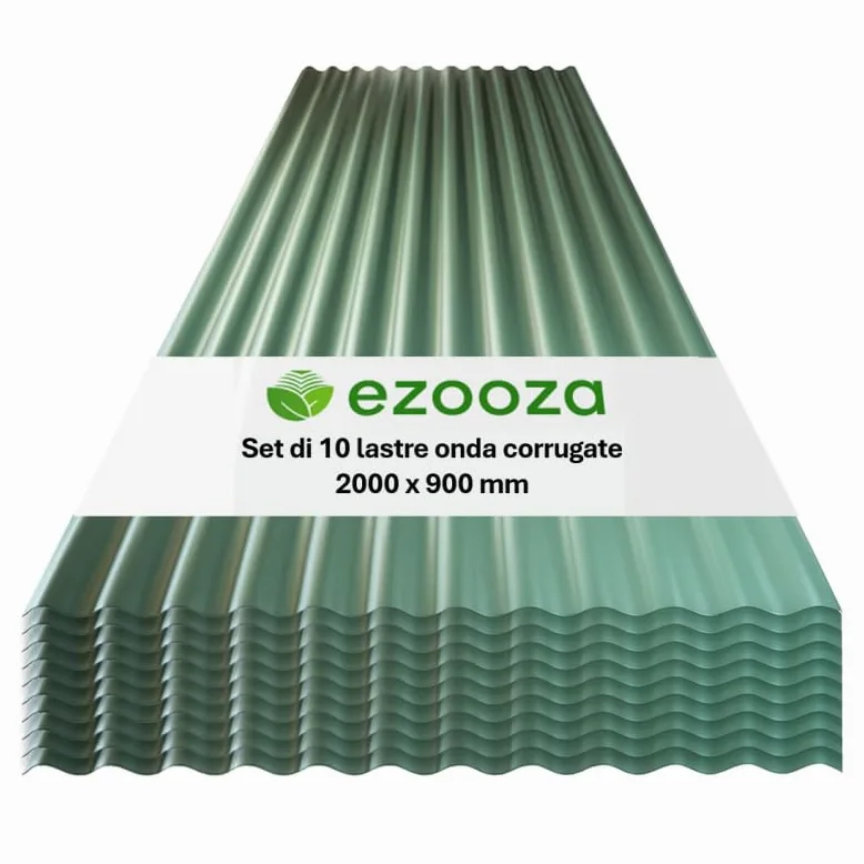 StormGuard Set da 10 lastre Ondulate in PVC – 90x200 cm Verde –- Pannello Tetto Impermeabile – Tetti di Verande, Carport