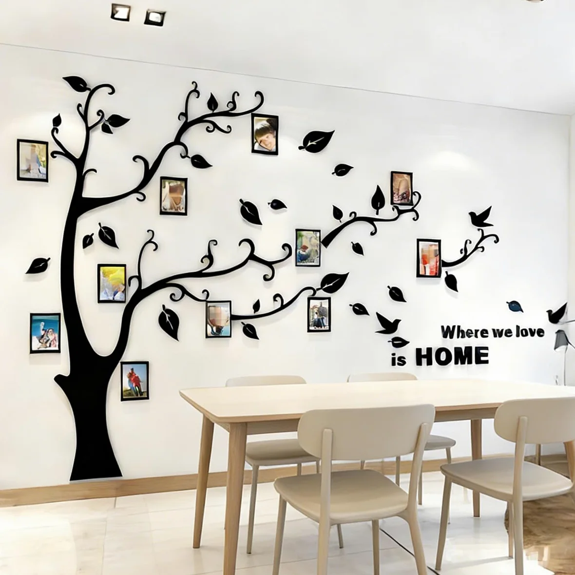 3D Albero Adesivi Fai da te Albero Adesivo da Parete Cornici per Foto Sticker Decorazioni Albero Della Vita da Parete per Soggiorno Camera da Letto Adesivo Muro(Adesivo Nero Destra,L: 175 * 230CM)