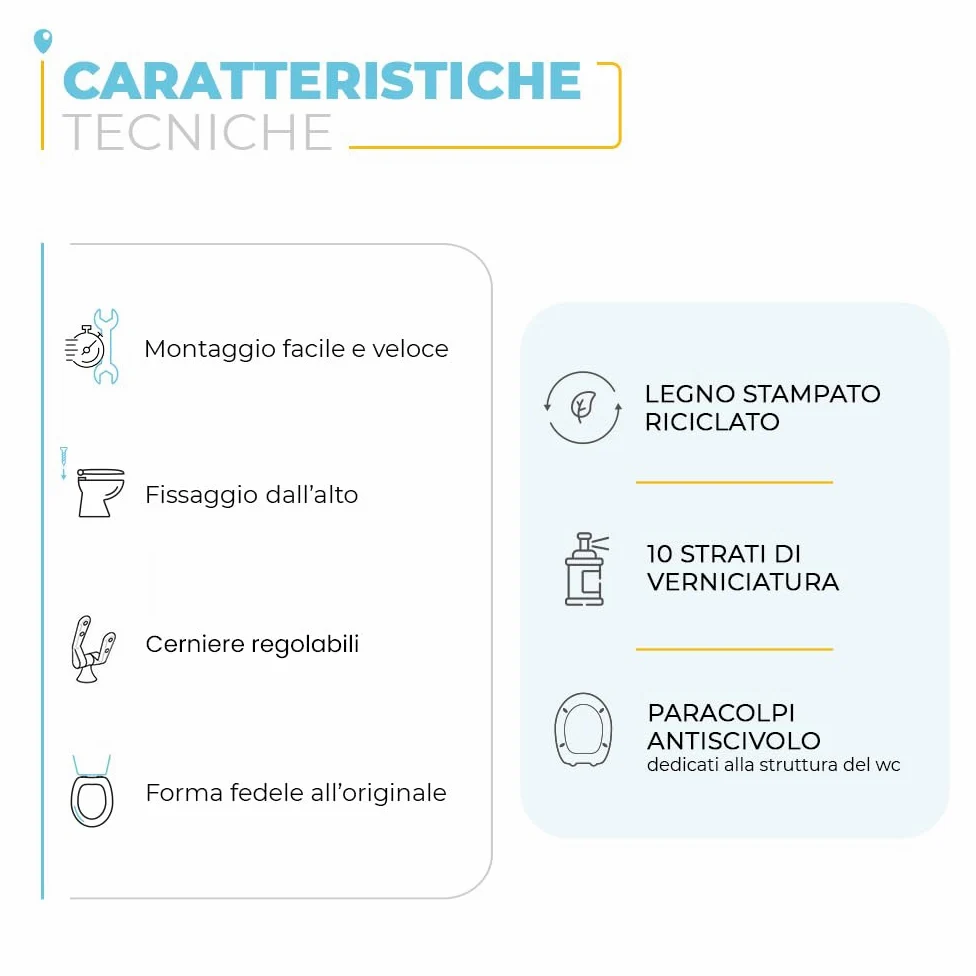 Inbagno Copriwc Sedile coprivaso Esedra Ideal Standard, Legno con Cerniere in Acciaio, Compatibile dedicato