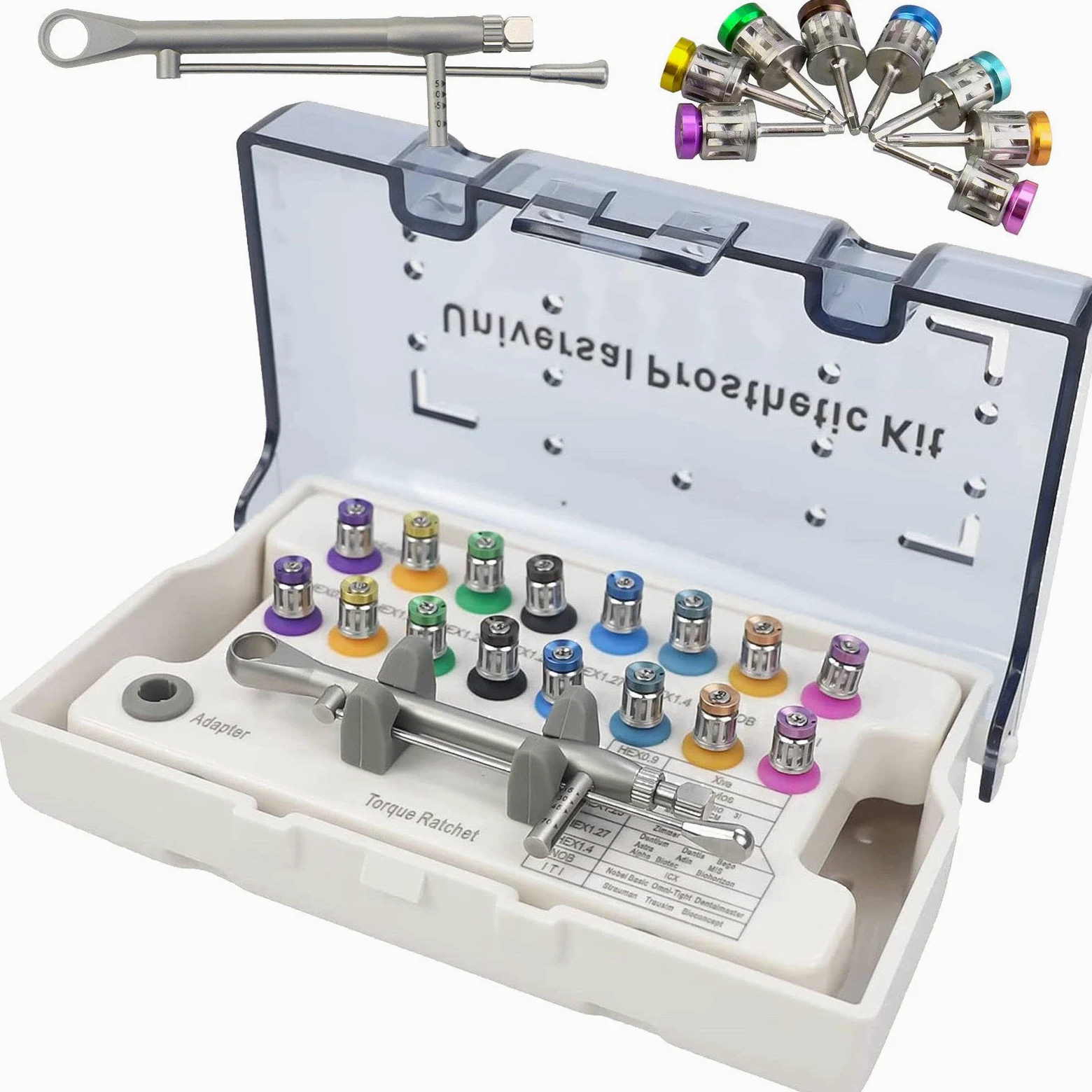 Implant Torque Wrench Kit, Dental Restoration Tools, Kit di Strumenti per Il Restauro Dell'impianto Dentale con 16 Pezzi Cacciavite Torque Chiave A Cacciavite Strumenti