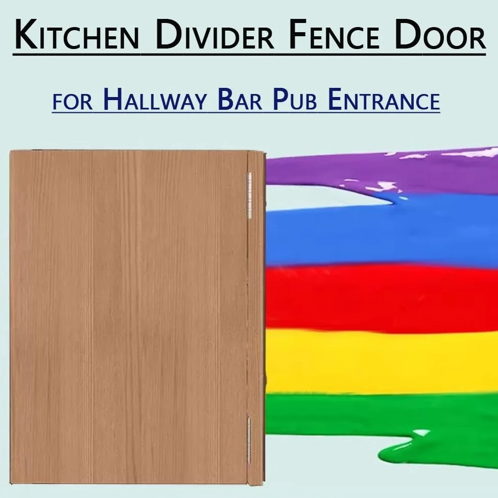 Porta a Battente in Legno di Pino per Saloon, Include Cerniere, Porte Singole a Metà per Cucina, Negozio, Ingresso, Divisorio, Pub(W90xH90cm(36x36in))
