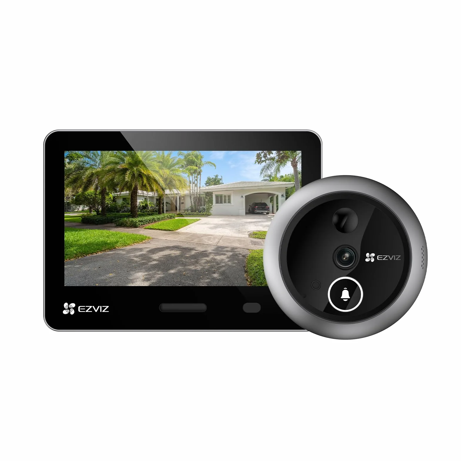 EZVIZ EP4 Spioncino Digitale WiFi 4K con Schermo Touch da 5,5", Batteria 7100mAh, Riconoscimento Facciale AI, Audio Bidirezionale, Visione Notturna, Rilevamento PIR, Supporta MicroSD 512GB, Argento
