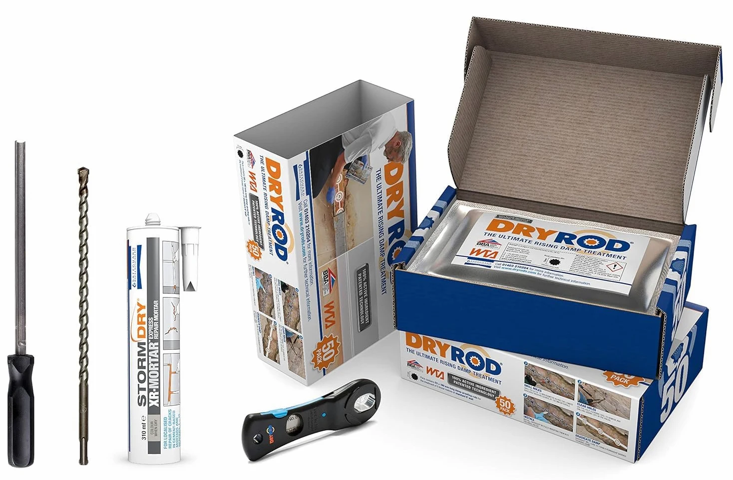 Dryrod Kit - (Kit da 12 metri): Tutto ciò che serve per trattare l'umidità di risalita - Trattamento approvato dalla BBA