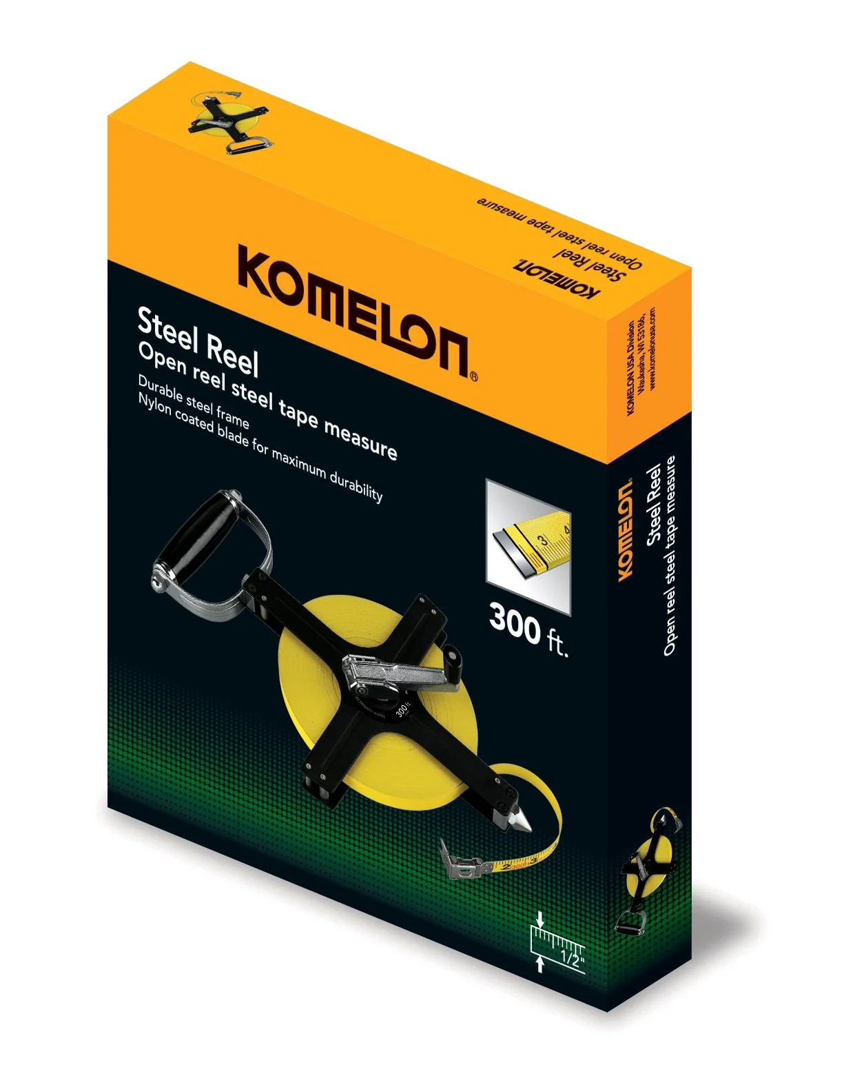 Komelon N6300 300-feet Open Reel metallo telaio lungo con nastro in acciaio