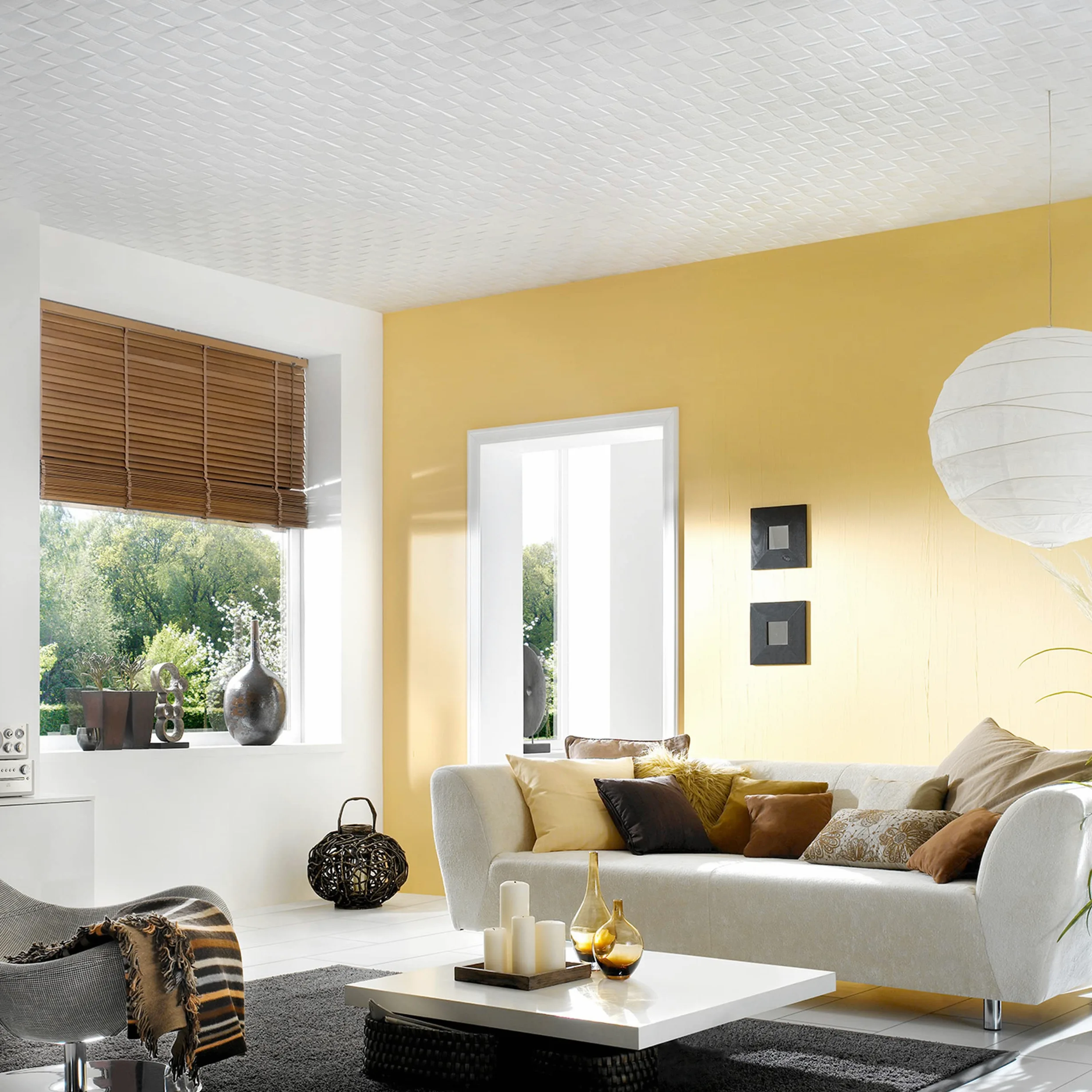 Decosa Pannelli da soffitto AP 103 (GENT) – 80 pannelli = 20 m2 – Nobili pannelli da soffitto bianco effetto intonaco – Pannelli decorativi 50 x 50 cm in polistirolo – Pannelli in polistirolo da