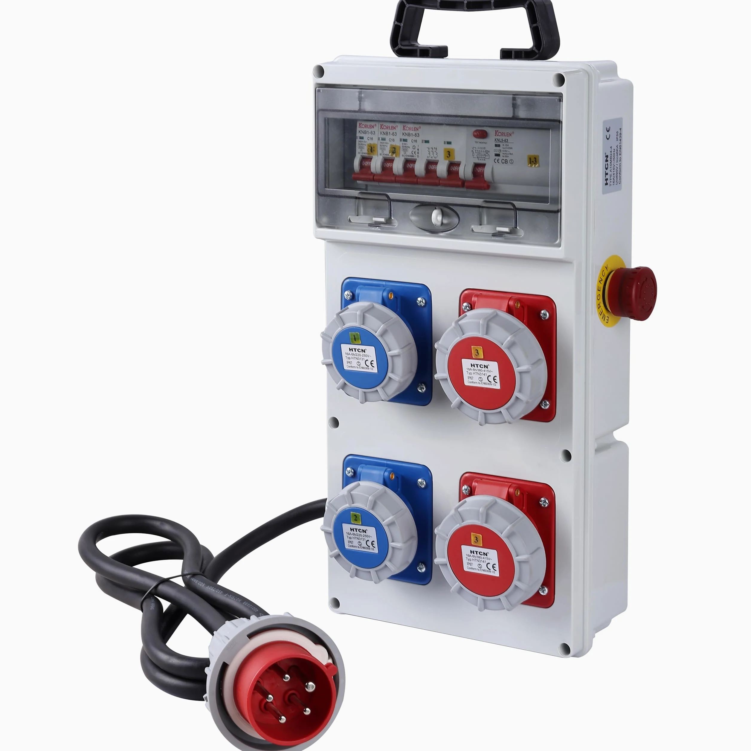 Electraline 60424 Quadro Elettrico di Distribuzione 4 Prese CEE, Spina CEE 3P+N+T, Cavo 1.7M H07RN-F 5G2.5, IP67, con interruttore differenziale RCD 30ma + Interruttori magnetotermici MCB