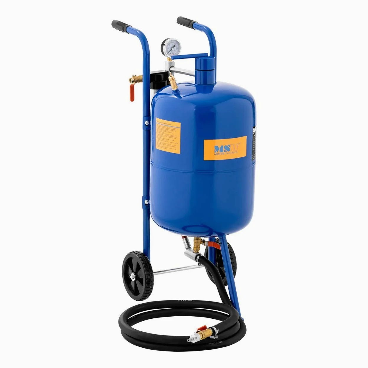 MSW Sabbiatrice Portatile Professionale Mobile MSW-MS40A (40 l, 7,6 bar, Acciaio, Ruote in Gomma)