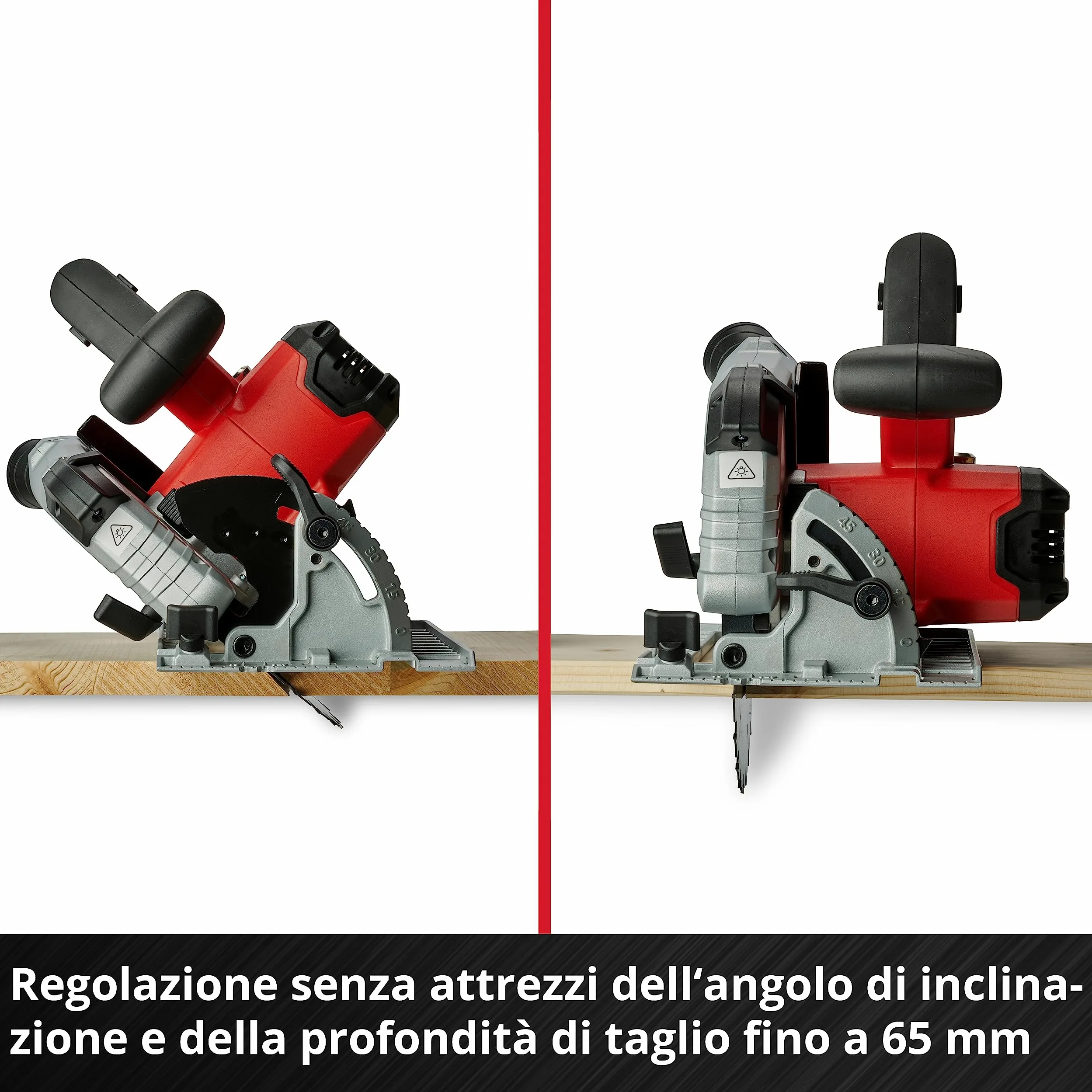 Einhell Sega circolare a batteria TE-CS 18/190 Li BL - Solo Power X-Change (18V, giri al min. 3800, lama Ø190 x Ø20,taglio max 65 mm, luce led, senza batteria e caricabatteria)