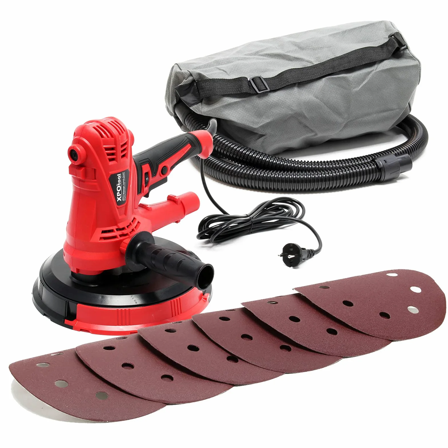 XPOtool Levigatrice 1280W Con aspirazione, disco di levigatura da 215 mm e impugnatura supplementare