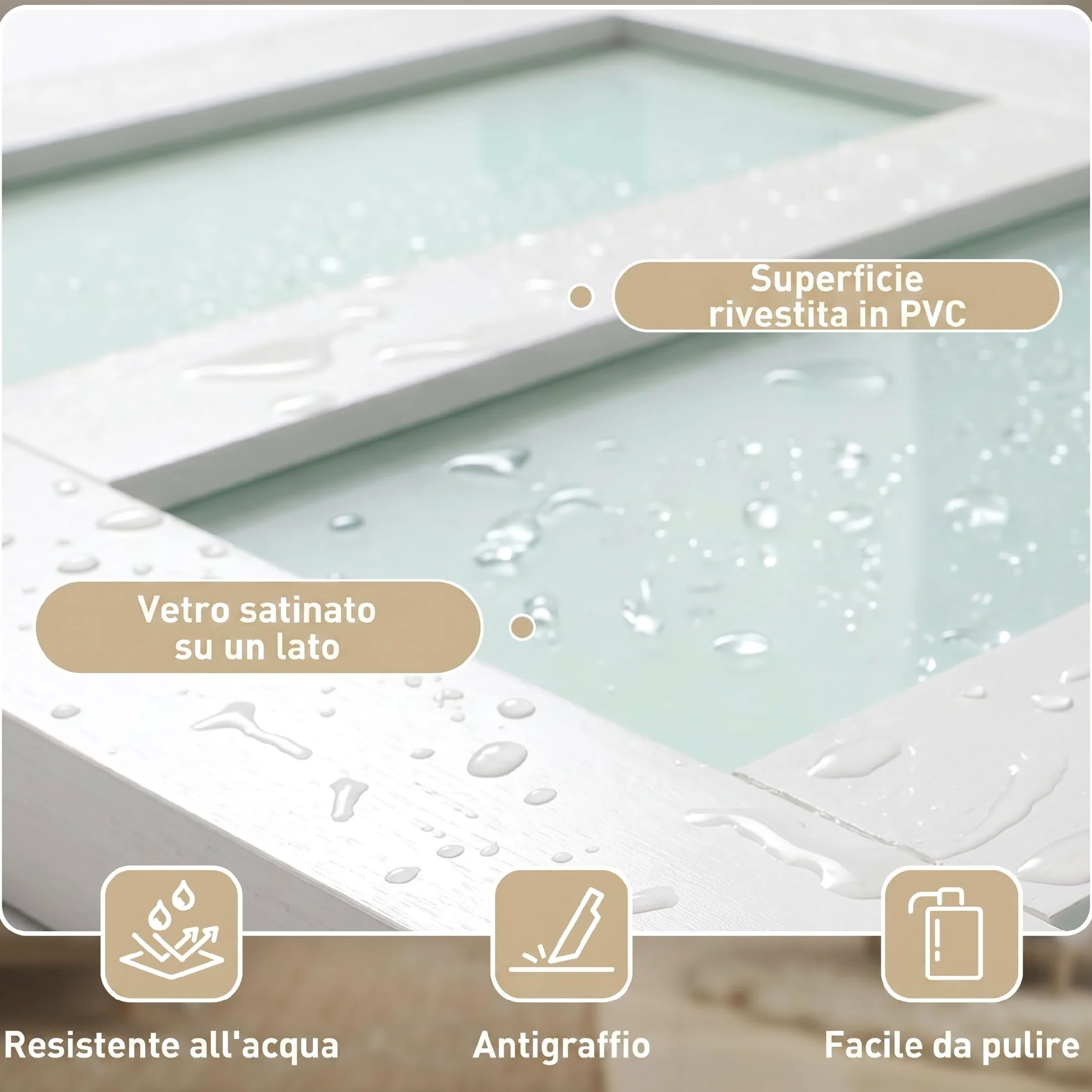 HOMCOM Porta Scorrevole Interno 91.4x213.4cm in Vetro Satinato, MDF e Pino, Binario Silenzioso in Acciaio, Kit Ferramenta, Maniglia Migliorata, Porta da Interno Stile Industriale, Impermeabile, Bagno