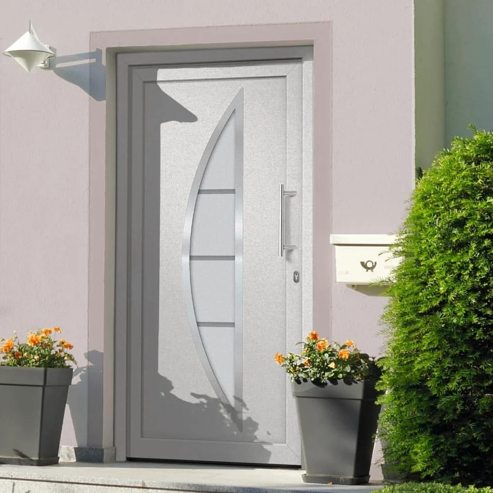 vidaXL Porta di Ingresso con Accessori Sicurezza Eleganza Entrata Casa Edifici Soglia Alluminio Rinforzi e Anima in Acciaio Bianca 108x200 cm