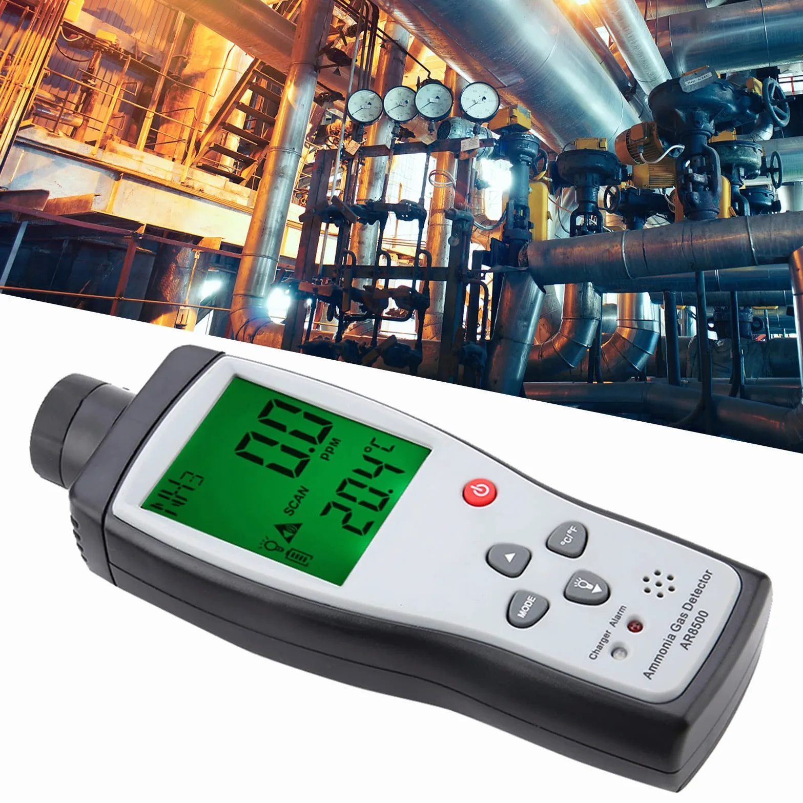 Sensore Smart AR8500 Detector, Monitoraggio del Tester a Gas NH3 Portatile con Allarme della Luce Sonora 0-100 Ppm, per le Miniere di Fattoria Chimiche