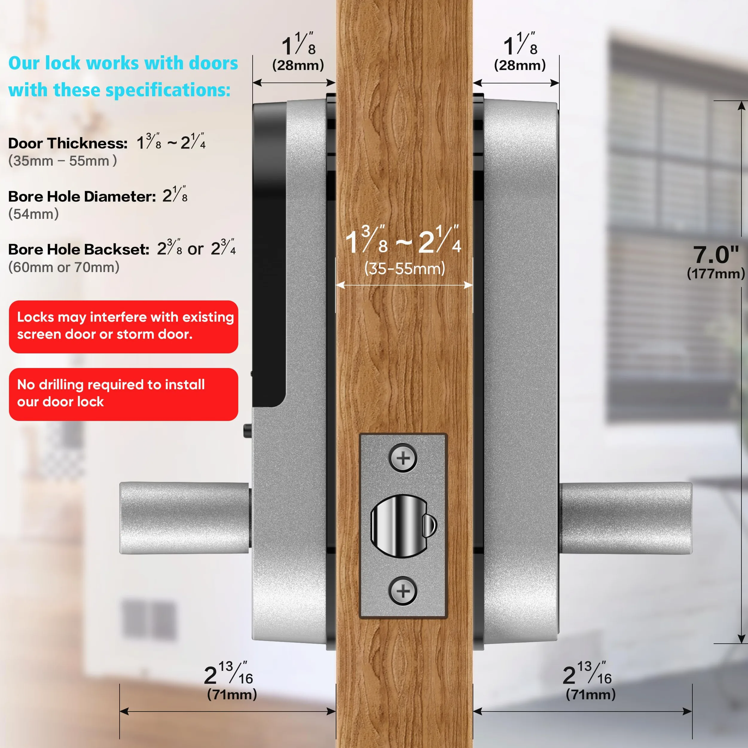 Serratura intelligente con impronta digitale Sifely con maniglia e tastiera: serratura elettronica digitale biometrica Sifely con codice, pomello elettrico per porte anteriori, interni, esterni e