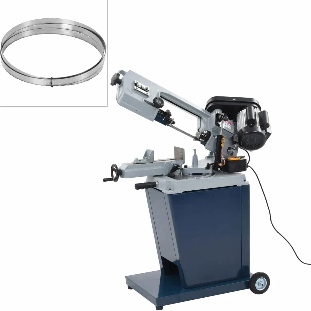vidaXL Sega a nastro in metallo con base solida 230 V Segatrice verticale per metallo Macchina da taglio per metalli Varie velocità e angolo portatile con ruote