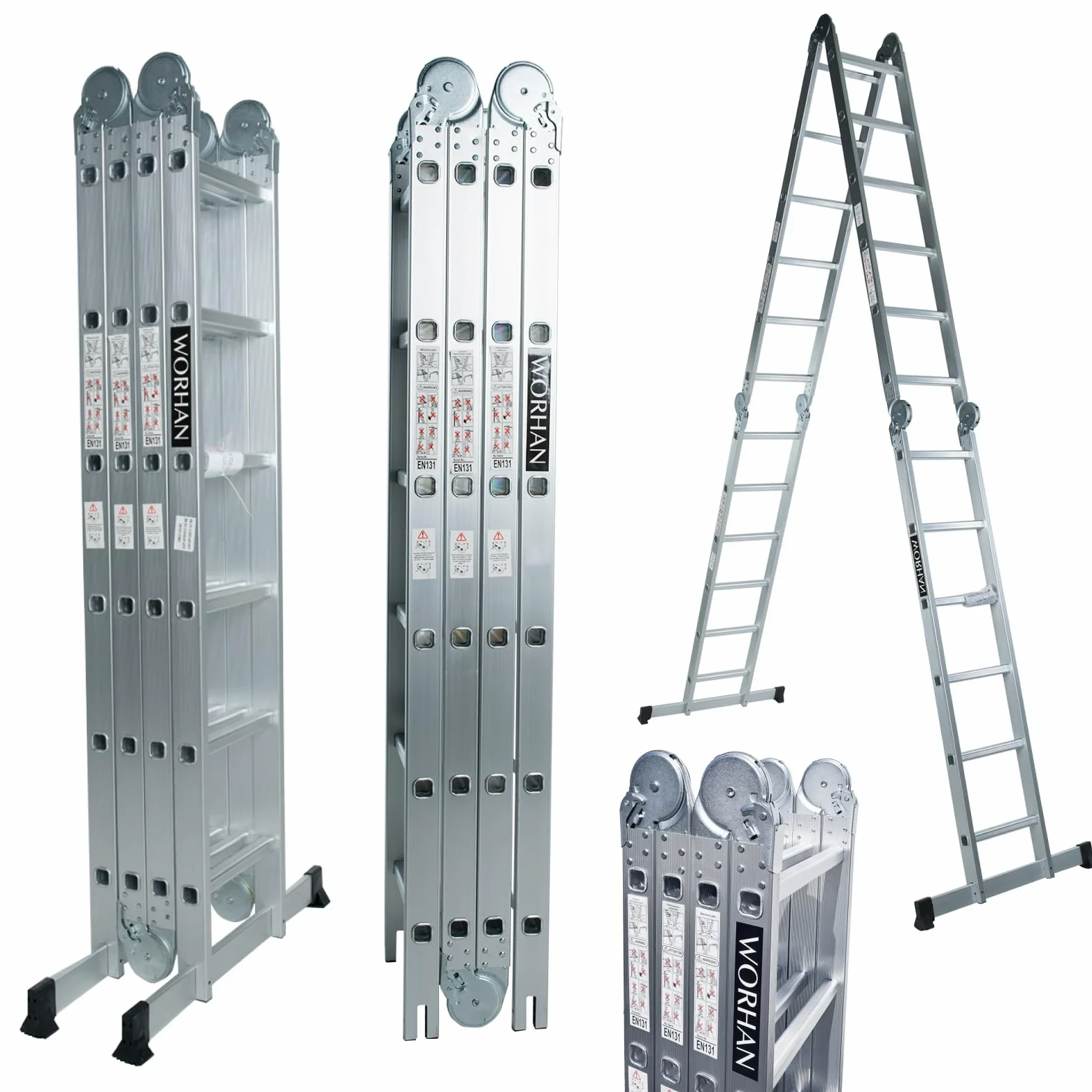 SCALA MULTIUSO IN ALLUMINIO 6.7m PIEGHEVOLE MULTI POSIZIONE 14 FUNZIONI CON STABILIZZATORI KS6.7