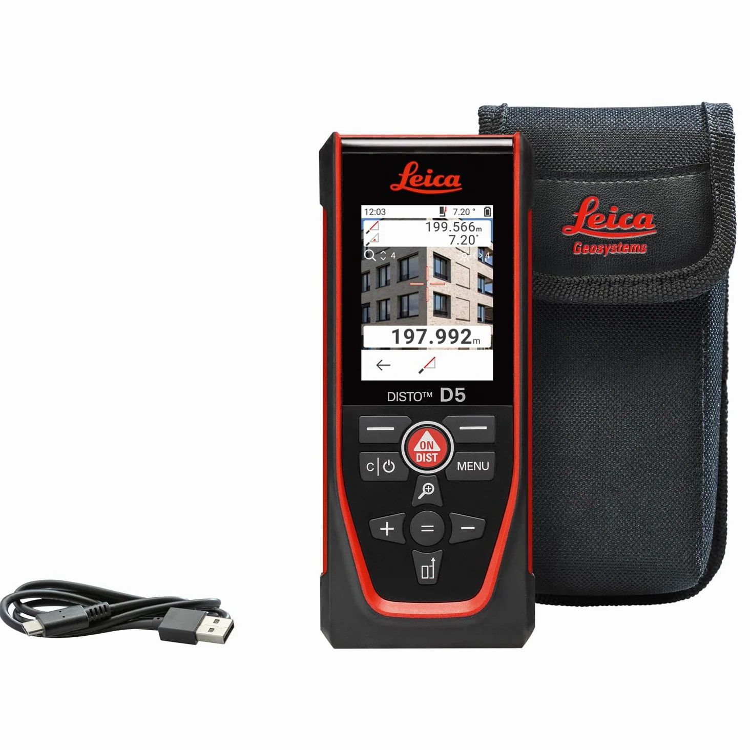 Leica Disto D5, Metro Laser Professionale con Bluetooth, Uso con App, Mirino, Uso Esterno e Interno, e Sensore d'Inclinazione per Tracciamento dell'Altezza, Profilo e Misurazione dell'Angolo