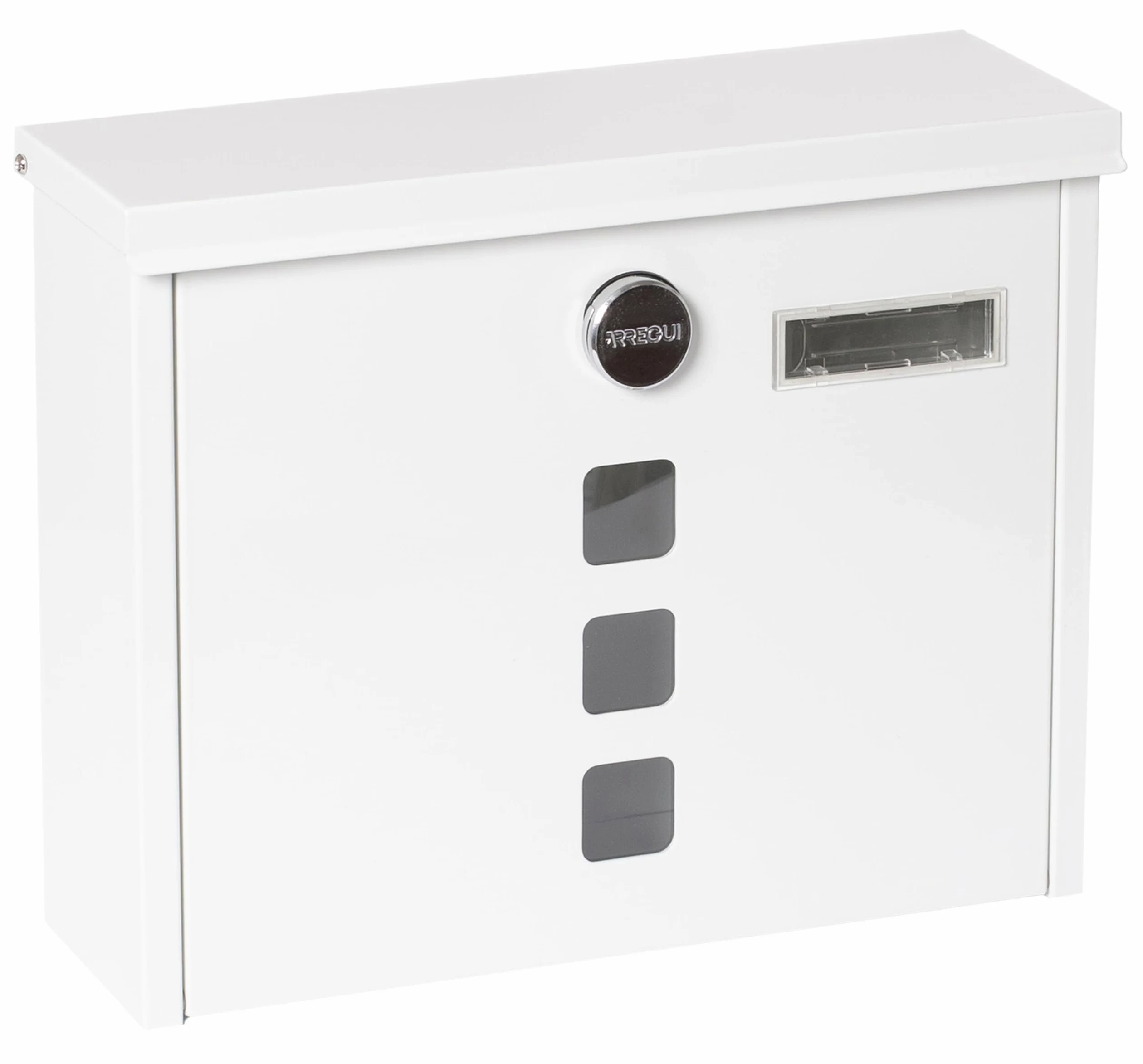 ARREGUI Chance E7101 Cassetta Postale in Acciaio, Formato M (DIN A4), Cassetta della Posta con Serratura Coperta e Portanome, Facile de Montare, Bianco