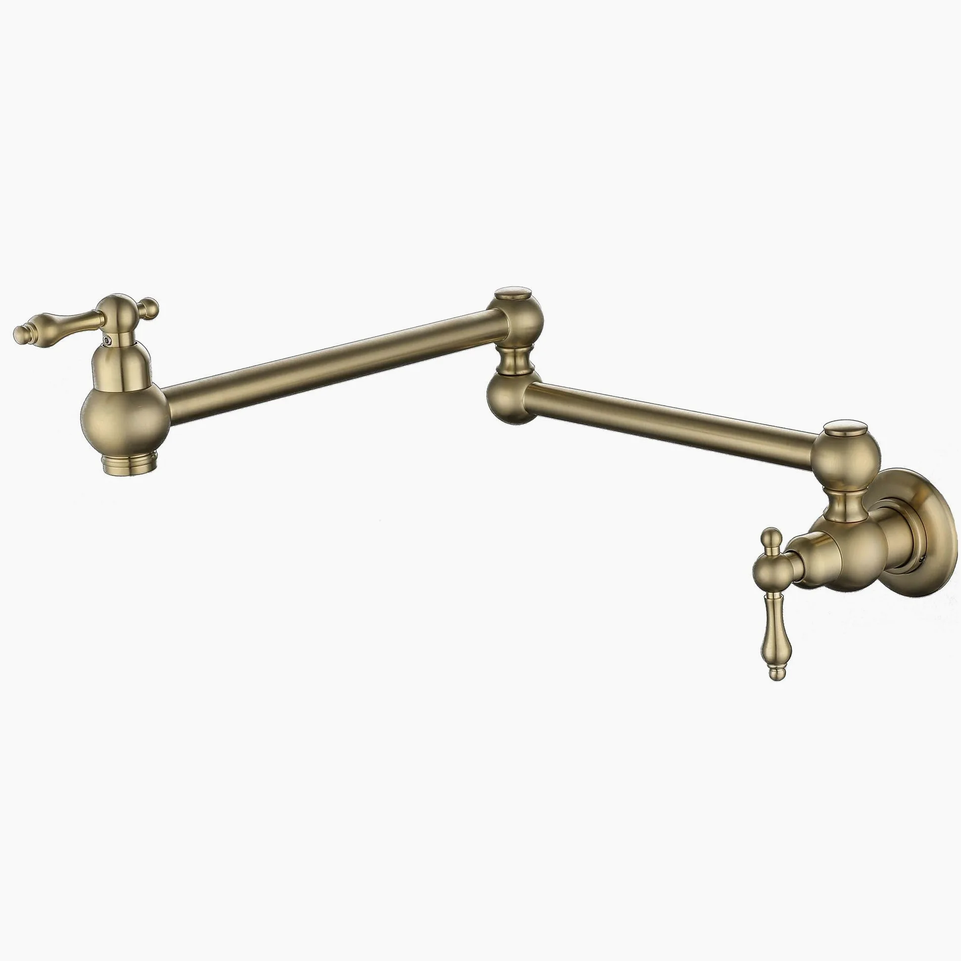 HomeLava Rubinetto da cucina a parete riempitore per pentole, Rubinetto a muro in ottone, 360° Girevole Rubinetto pieghevole estensibile doppio snodo, 2 Maniglie