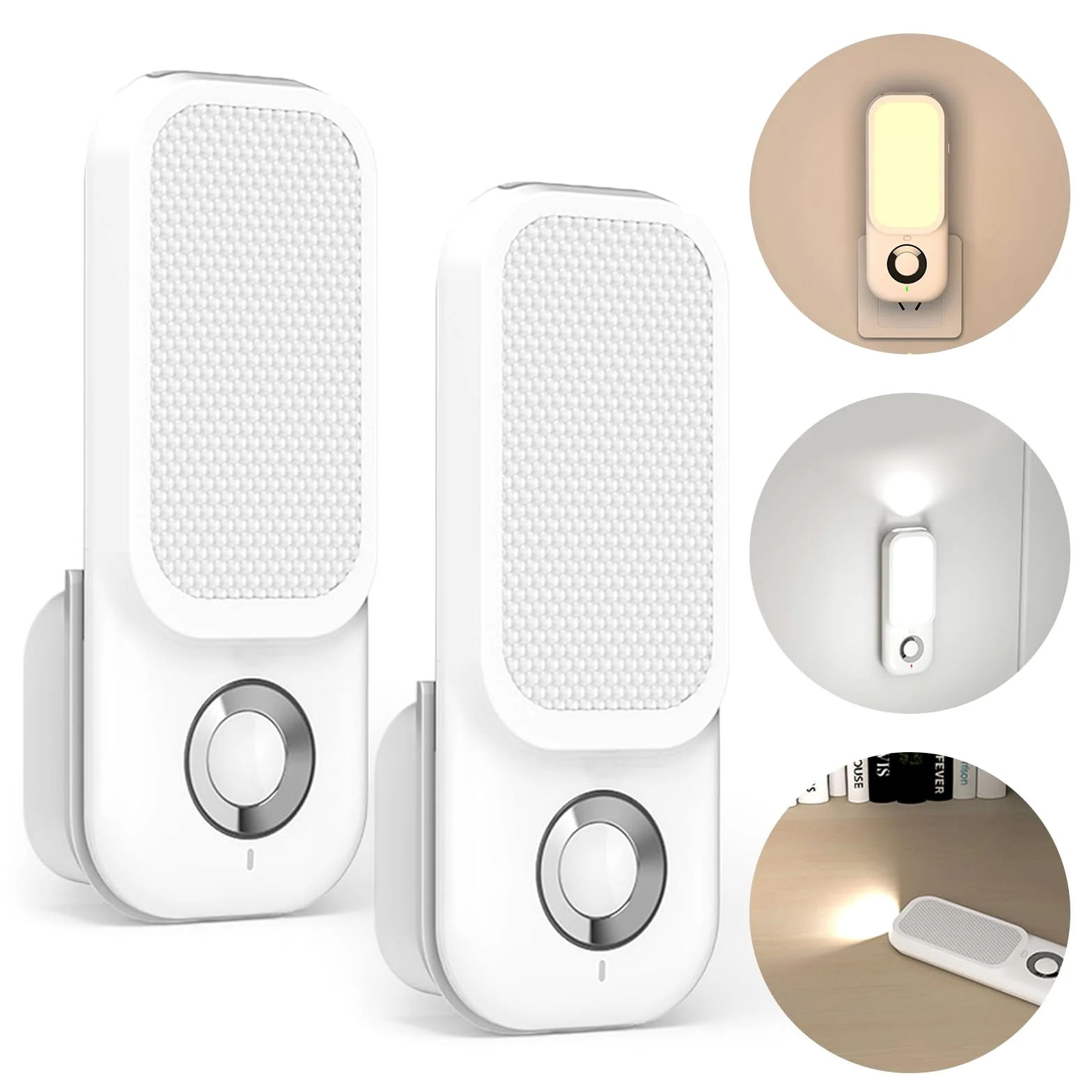 PORFOYO 2 pezzi luce notturna, presa notturna, presa di corrente, 4 in 1, torcia a induzione, luci notturne con sensore di movimento, luci a LED, luce di emergenza per interni ed esterni