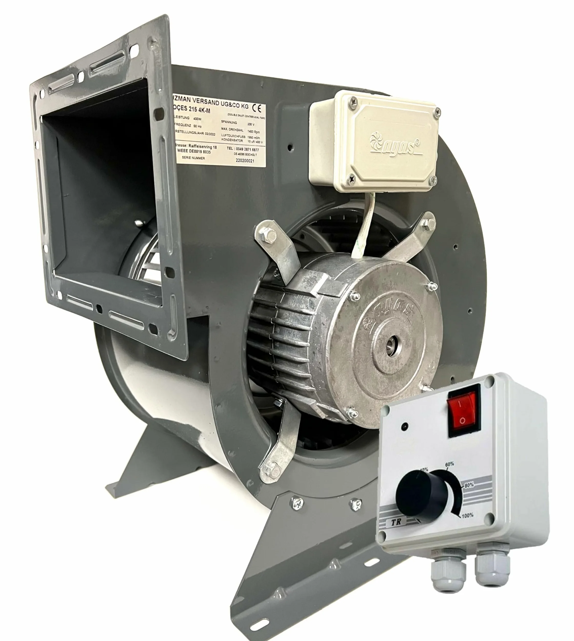 OCES - Soffiatore di aspirazione, incluso regolatore da 500 W, soffiatore di aspirazione, sistema di aspirazione, ventilatore, ventilatore radiale, ventilatore per motore