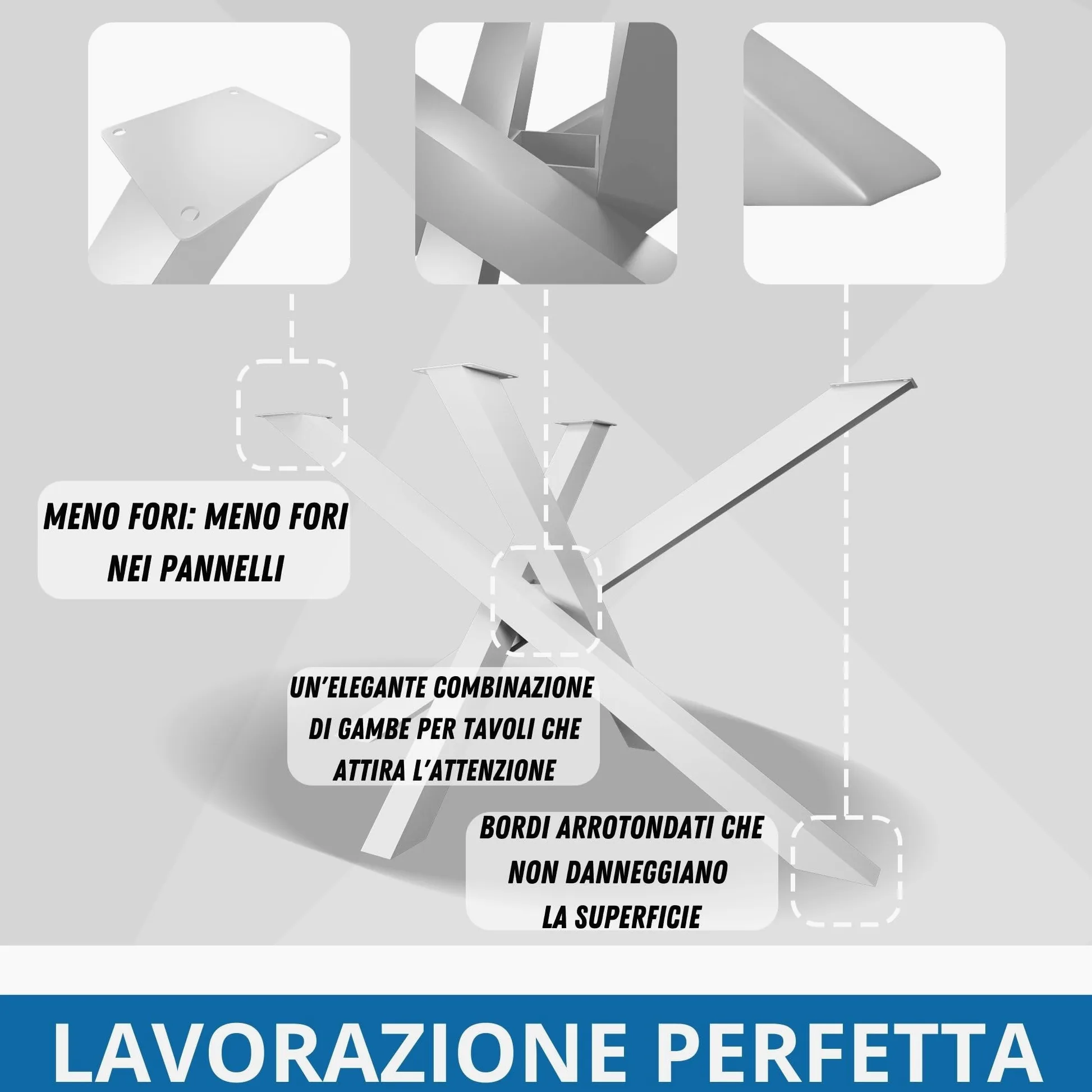 Gambe Tavolo Bianco Altezza 72 cm Struttura del Tavolo in Ferro Orion Design SPIDER Ragno Piede Piedi Acciaio Inox Gamba Solida per Tavolo da Pranzo Conferenza Basamento Tavolino DIY