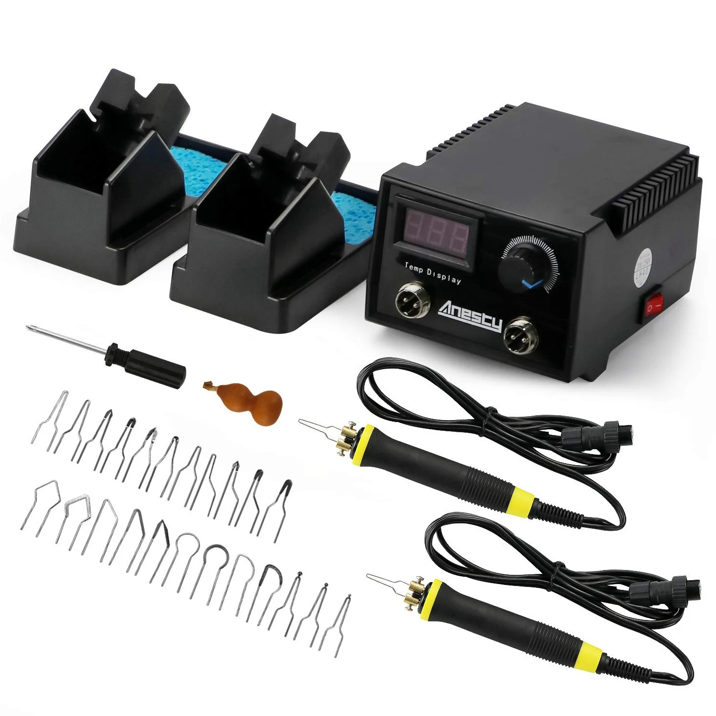 Kit Pirografia Pirografo Legno, Macchina per Pirografia Professionale con Doppia Penne & 23 Pezzi Punte per Legno, Cuoio e Sughero (100W, Regolazione Temperatura100℃ - 780 ℃)