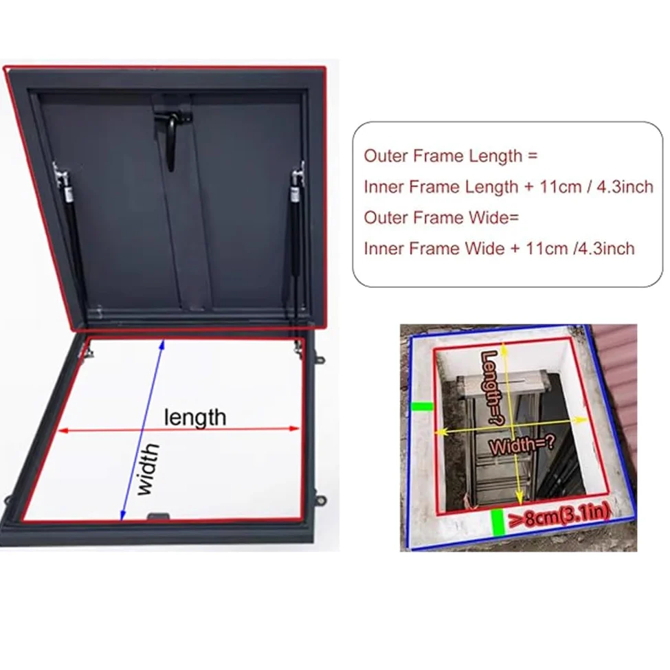 Botola Di Accesso Al Tetto In Acciaio, Cortile Ingresso A Soffitto Copertura Antipioggia Porta Di Sicurezza Zincata, Tetto Esterno Botola Di Manutenzione(75x95cm)