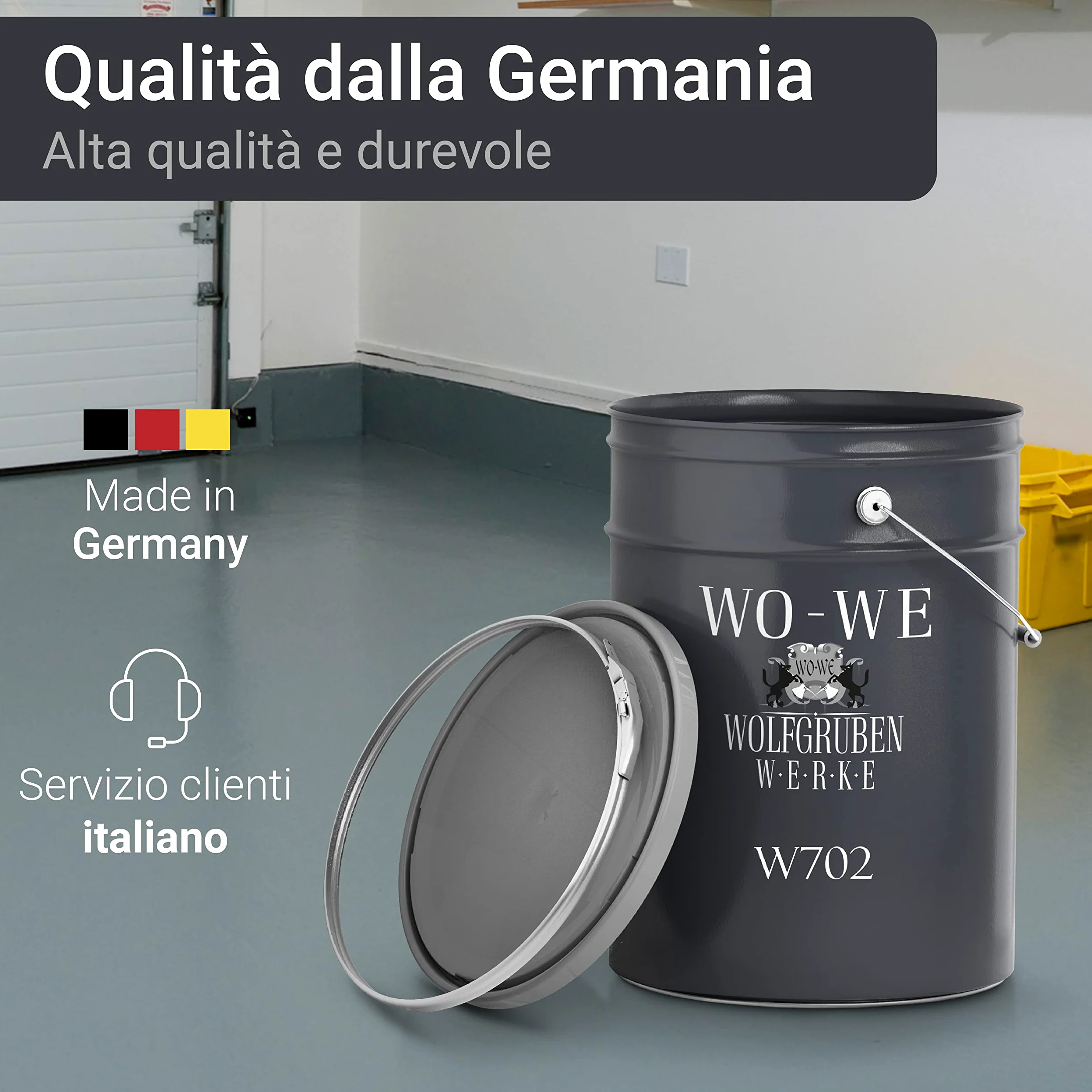 WO-WE Vernice in resina epossidica rivestimento per garage pavimenti OPACO W702 Grigio platino RAL7036-10kg