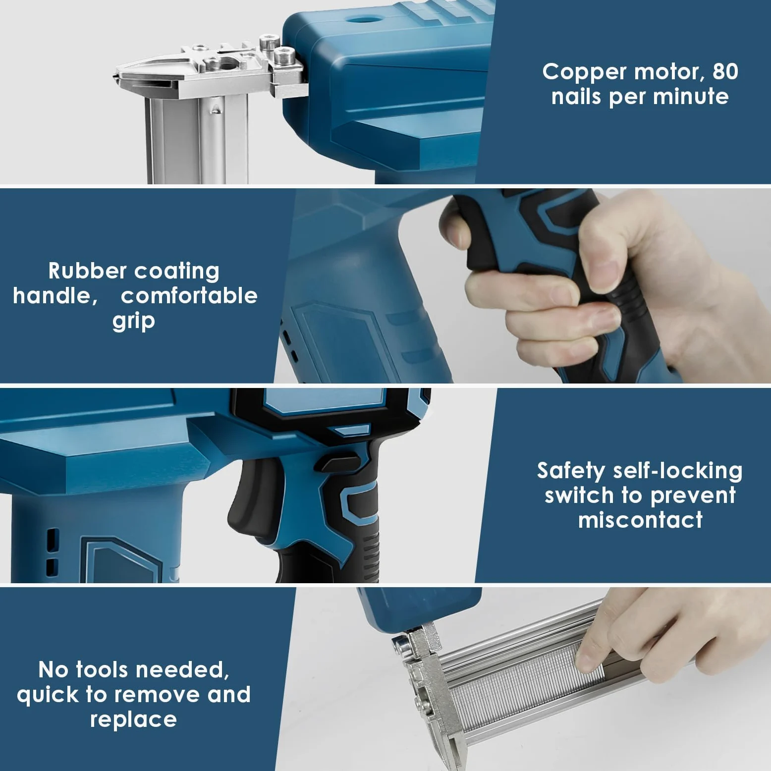 Pistola per unghie a batteria, compatibile con batteria al litio Makita 18 V, LXT, 2 in 1, con 500 chiodi dritti e 500 chiodi a forma di U, per legno/tessuto/moquette (senza batteria)
