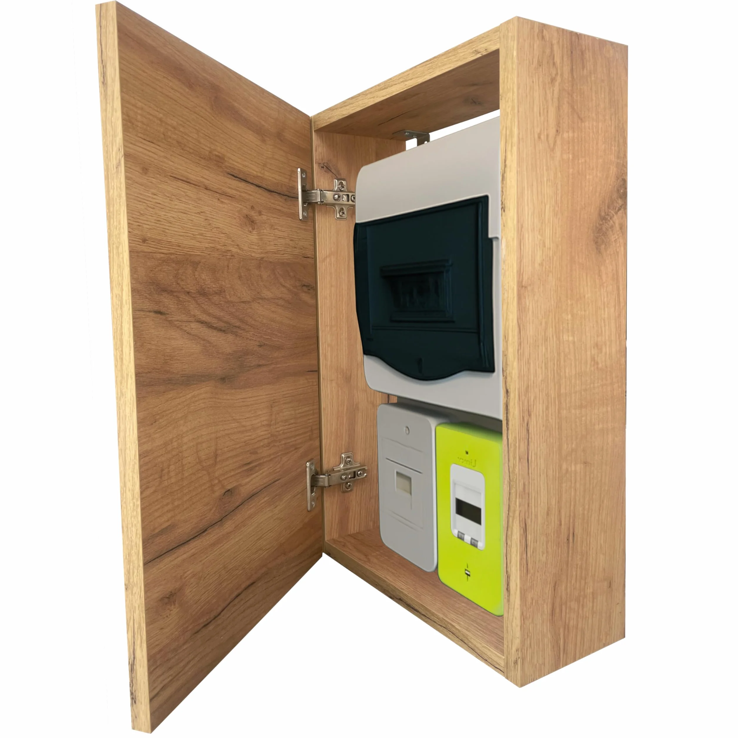 Copertura per quadro elettrico, scatola elettrica, copertura per contatore elettrico, scatola di rivestimento per quadro elettrico (Grande, Legno + Serratura (2 chiavi))