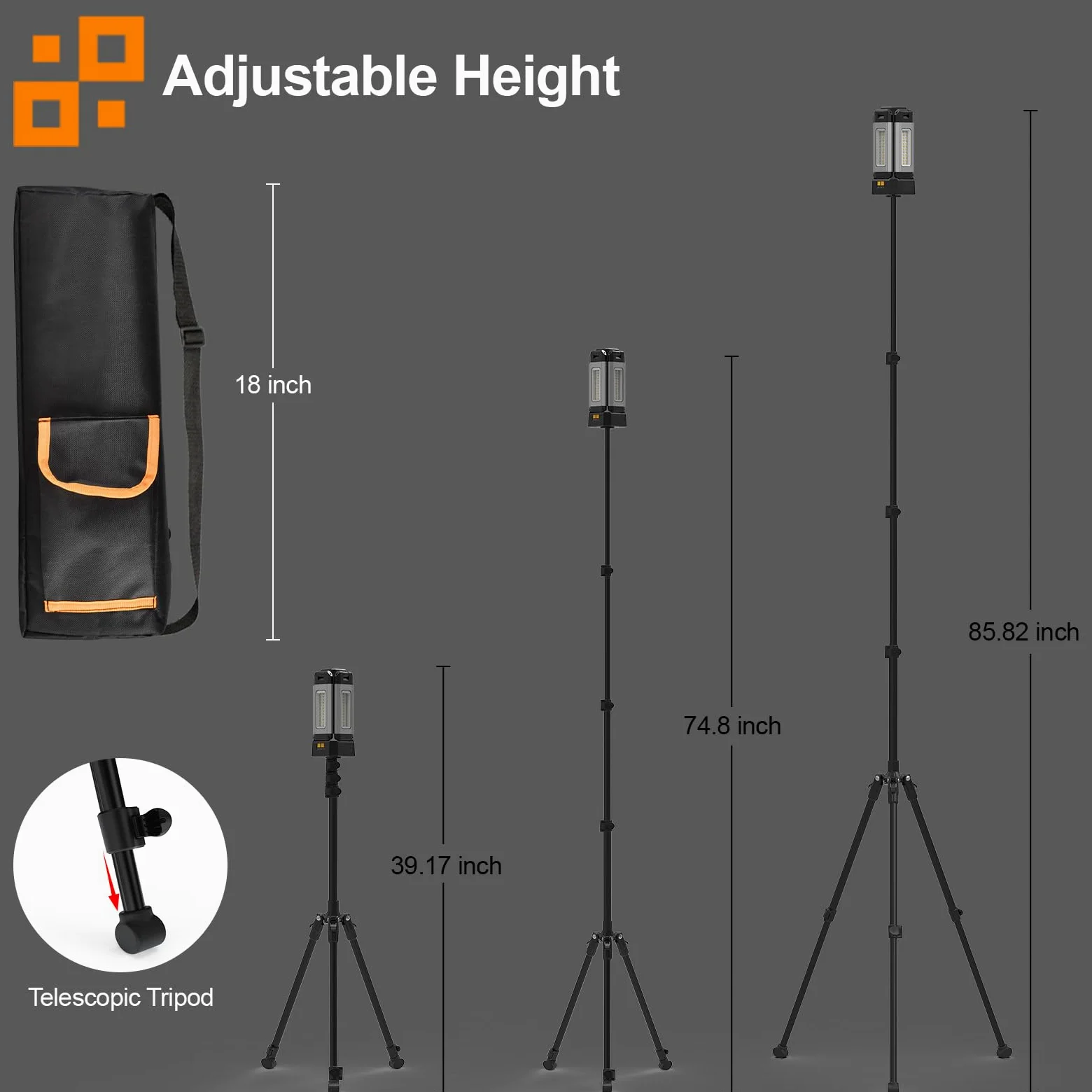 Faretto a Batteria Ricaricabile in Alluminio da 13200 mAh, con Supporto Pieghevole e Borsa per il Trasporto, Faro da Cantiere 8000 Lumen Dimmerabile