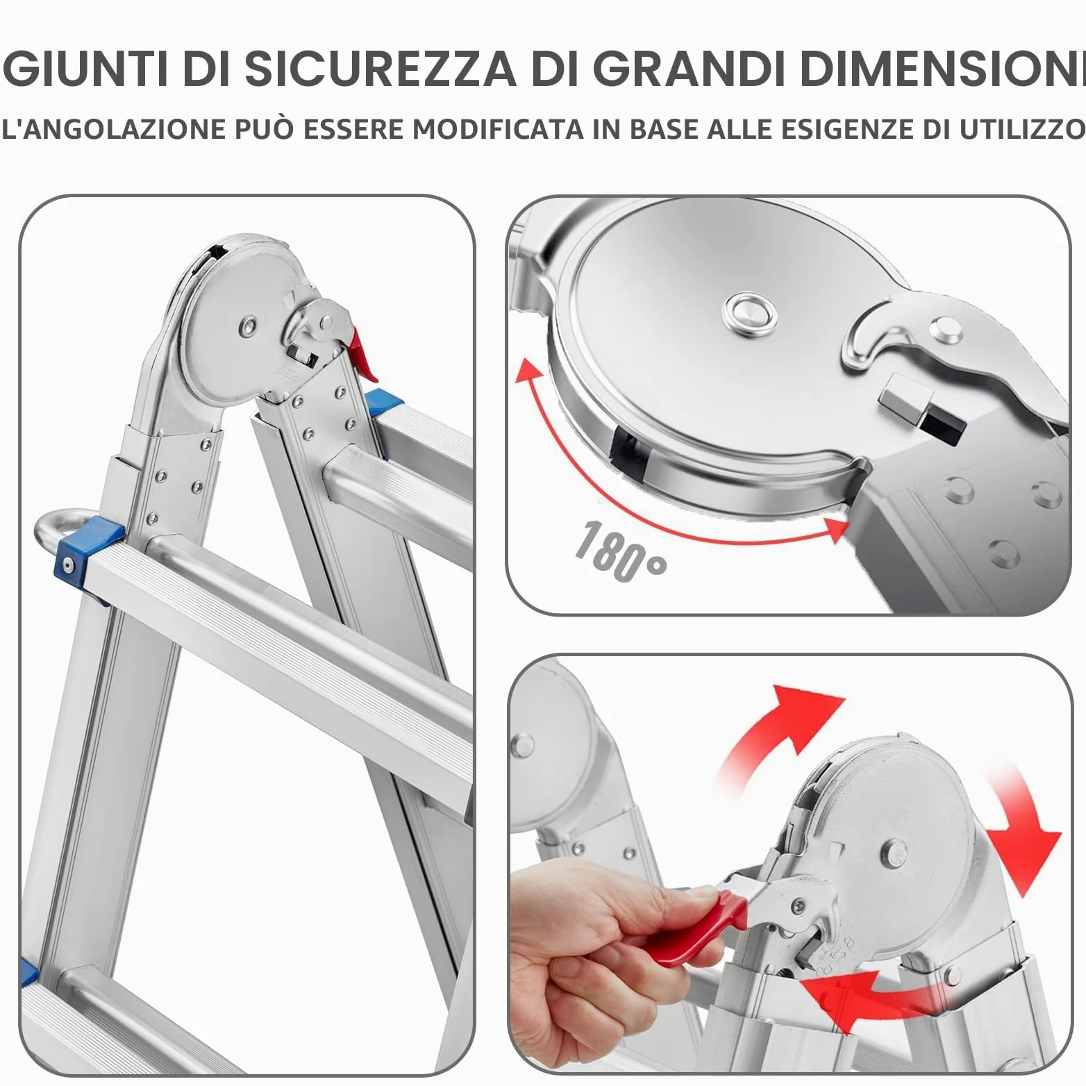 STANEW Scala Singola in Alluminio Multiuso 5,1m 4x5 pioli, Scala Multifunzione Telescopica Professionale, Pieghevole, Cavalletto di Prolunga, a Gradini e Bifacciale, Portata Max 150 Kg