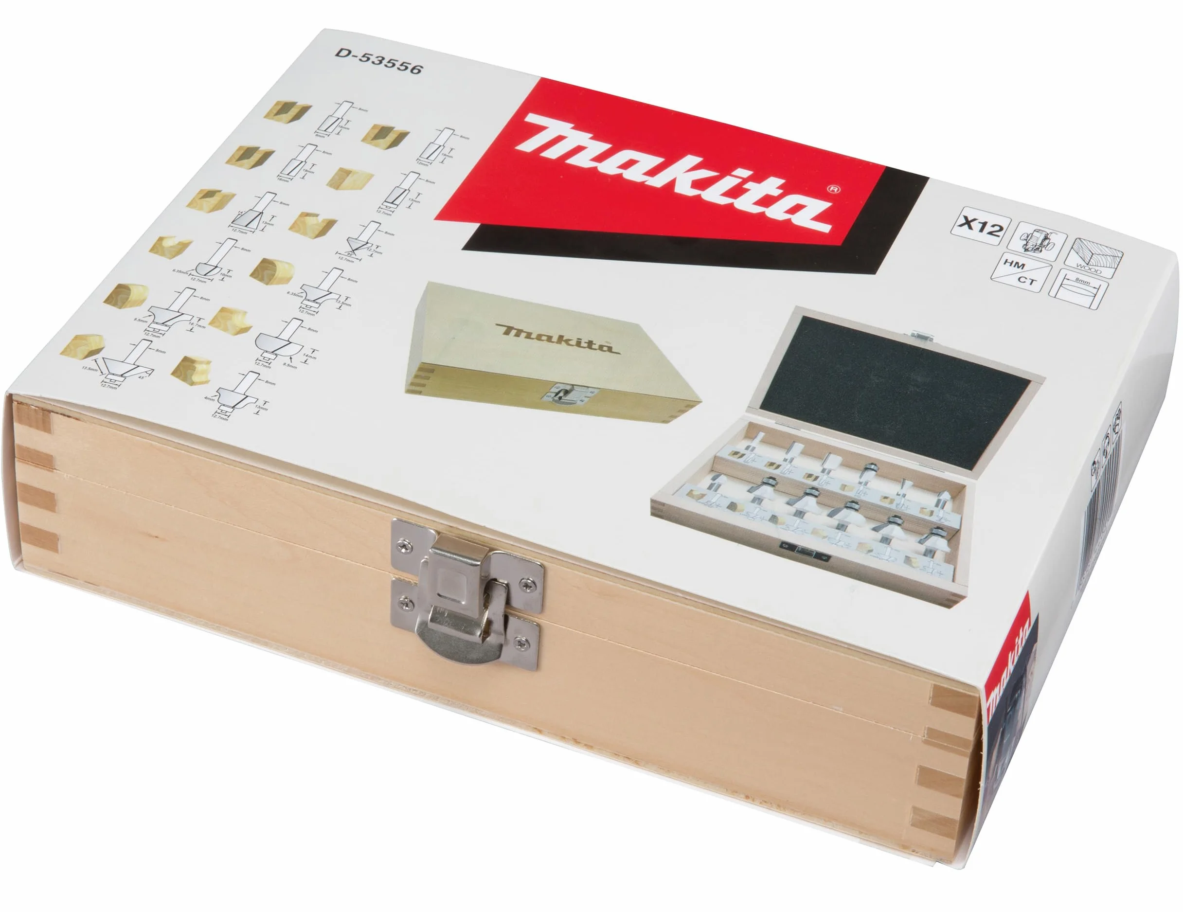 Makita D-53556 Set di frese, 8 mm, 12 pezzi