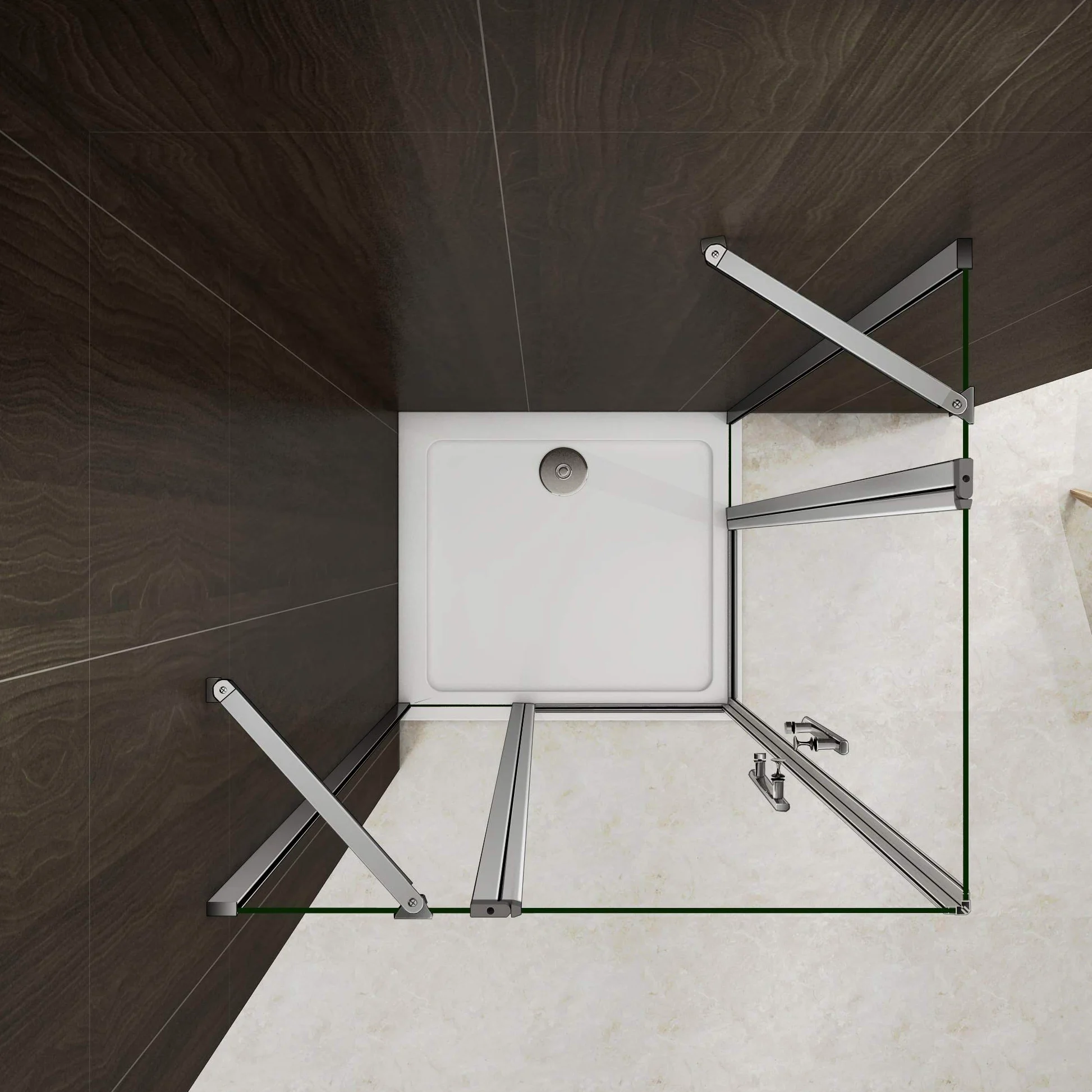 80x120x195cm Box Doccia Angolare Doppie Porte Apertura Battente-saloon Vetro Trasparente Anticalcare Con Barre Stabilizzatrici