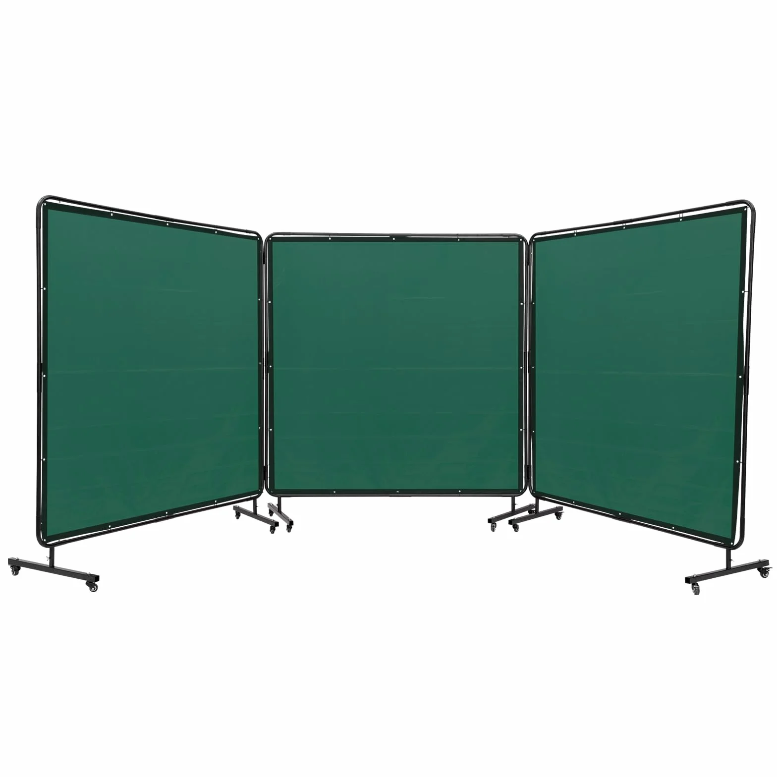 VEVOR Schermo per Saldatura con Telaio, Schermi per Tende per Saldatura a 3 Pannelli da 6' x 6', Schermo di Protezione per Saldatura in Vinile Ignifugo su 12 Ruote Girevoli (6 bloccabili)