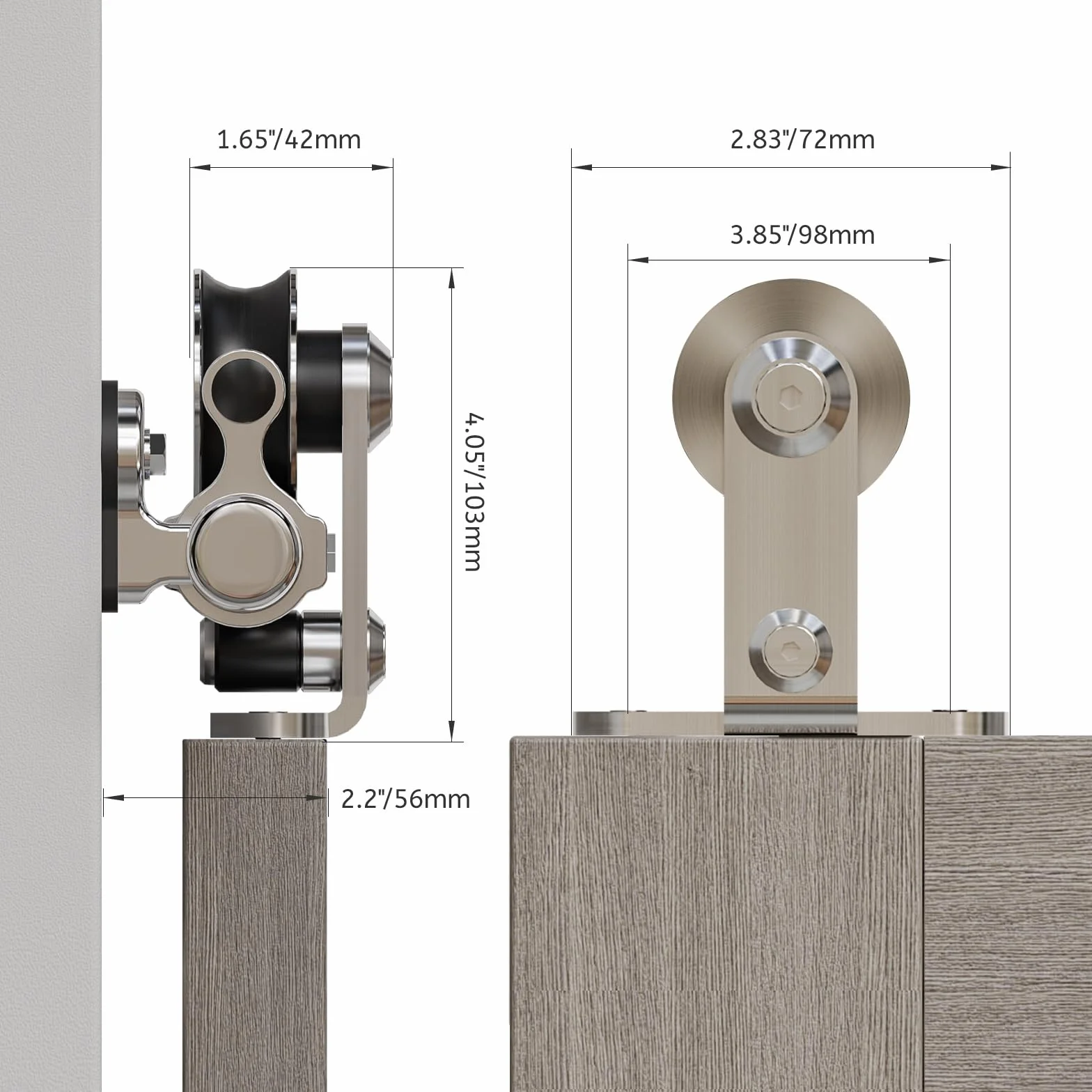 CCJH 5.5FT/167cm Acciaio Inossidabile Binario per Porta Scorrevole Kit Acciaio Inox Accessori per Una Porta Scorrevoli di Legno