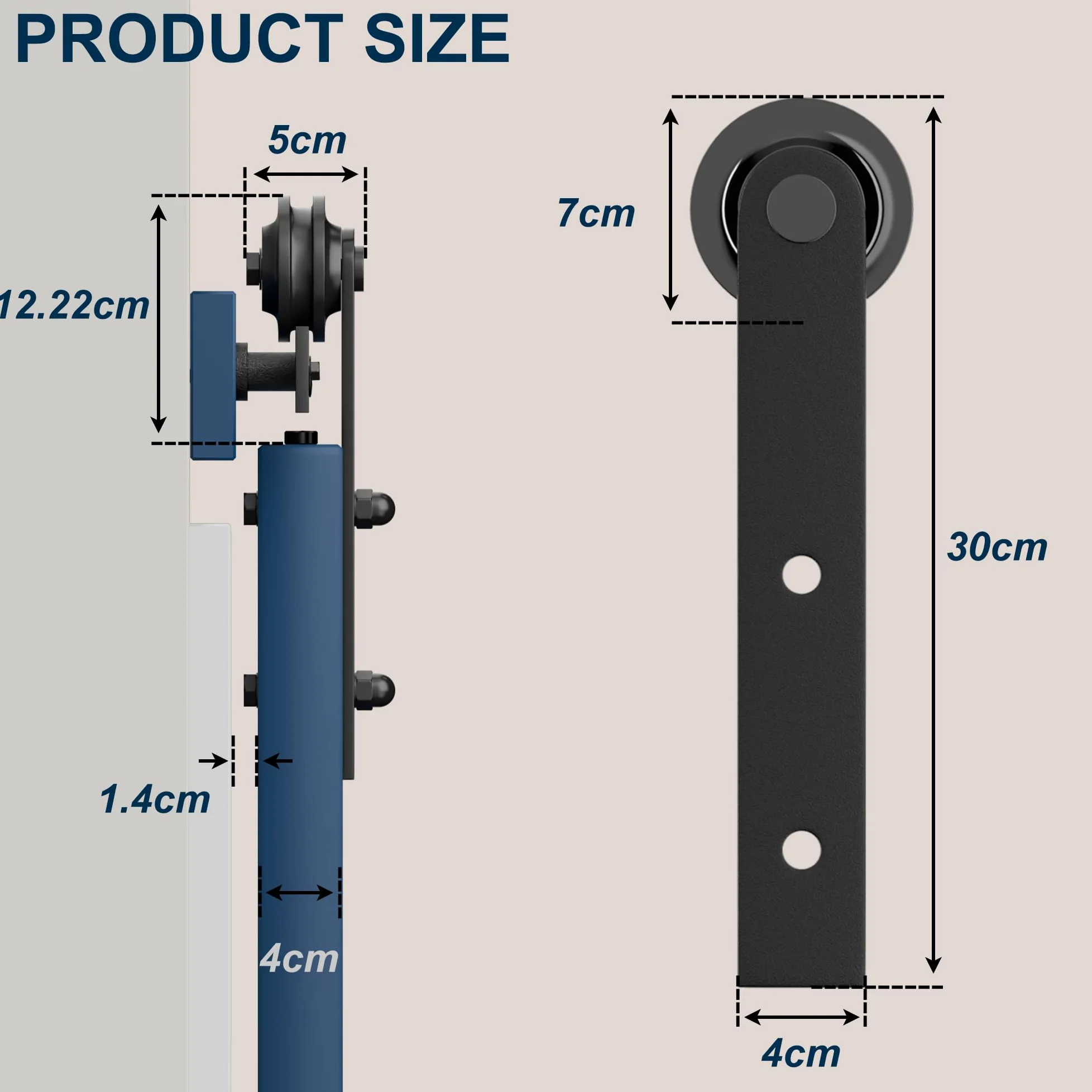 SKYSEN Porta Scorrevole Esterno Muro 183cm, per sistema di Cancelli scorrevoli con guida a pavimento, guida scorrevole, durevole, ideale per risparmiare spazio