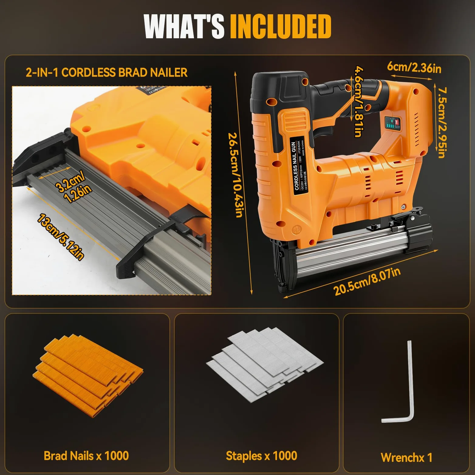 Chiodatrice senza fili da 18 GA per Dewalt 18 V batteria (senza batteria), 2 in 1 senza spazzole, pistola per unghie, pinzatrice, chiodatrice con 1000 chiodi e 1000 punti metallici, per progetti fai