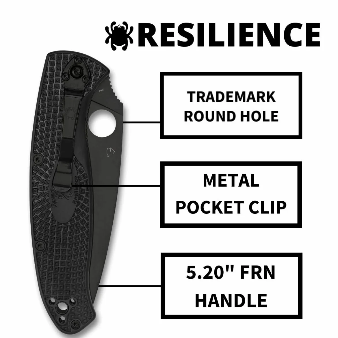 Resilience Lightweight hoja negra - Mango: FRN* Acero: 8Cr13MoV - Filo: Liso