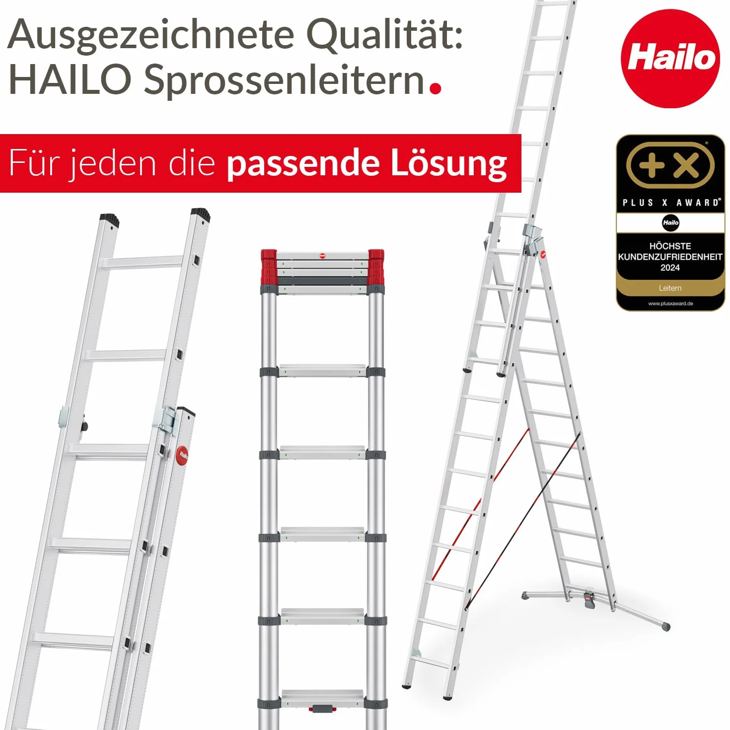 Hailo S80 ProfiStep Duo Scala scorrevole in alluminio, 2 x 9 pioli, portata fino a 150 kg, parti della scala utilizzabile singolarmente e regolabile in altezza
