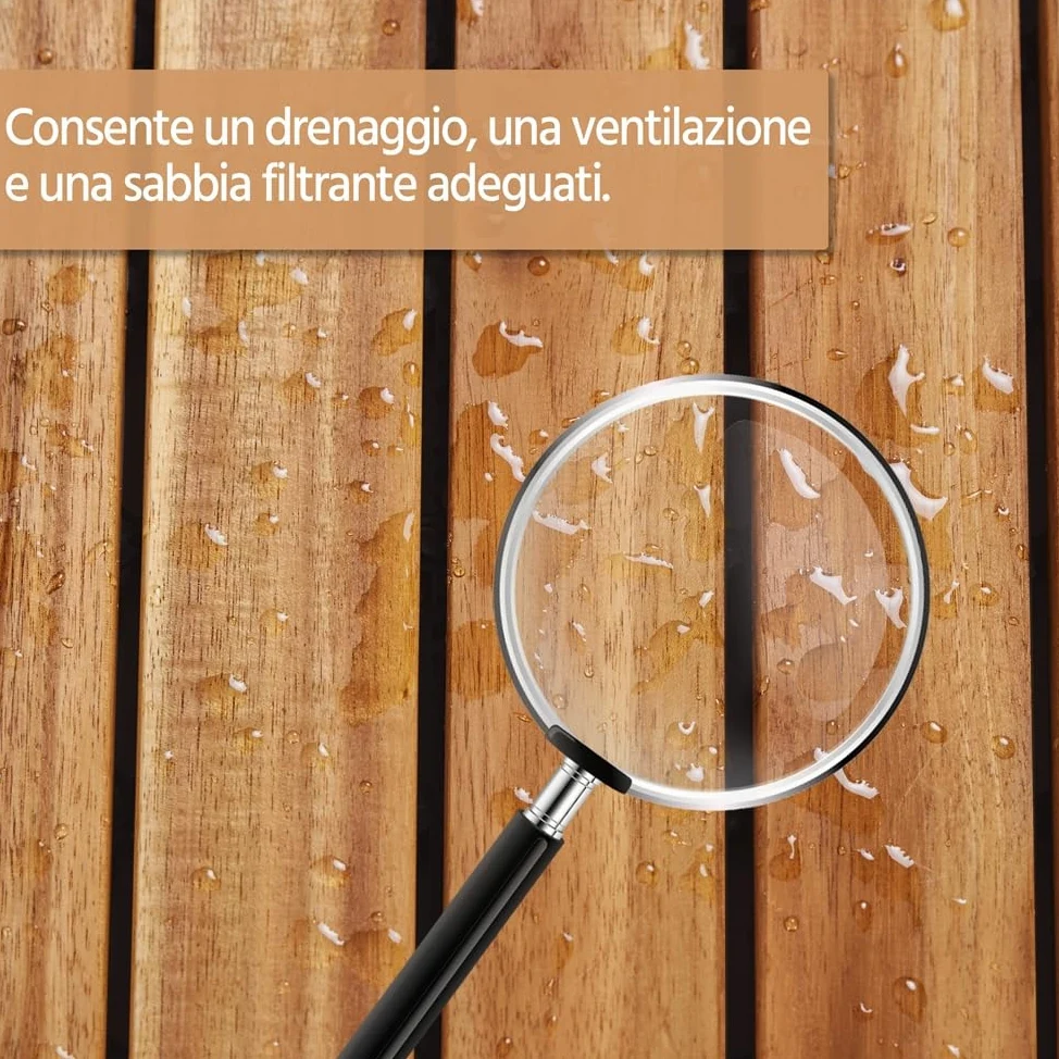 Yaheetech Piastrelle per Esterno 30 X 30 cm per Pavimento da Giardino in Legno di Acacia Impermeabili per Patio Terrazza Balcone Piscina Facili da Posare 27 Pezzi