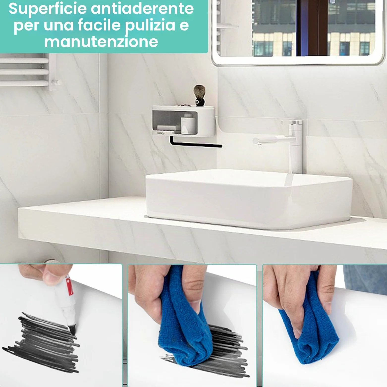 LIFEZEAL Lavandino Bagno, Lavabo da Appoggio, 60 x 35 x 11 cm, Lavabo Bagno, Glassa in Porcellana, Rettangolare, Scarico Escamotable, Ideale per Casa Ristorante e Hotel, Bianco