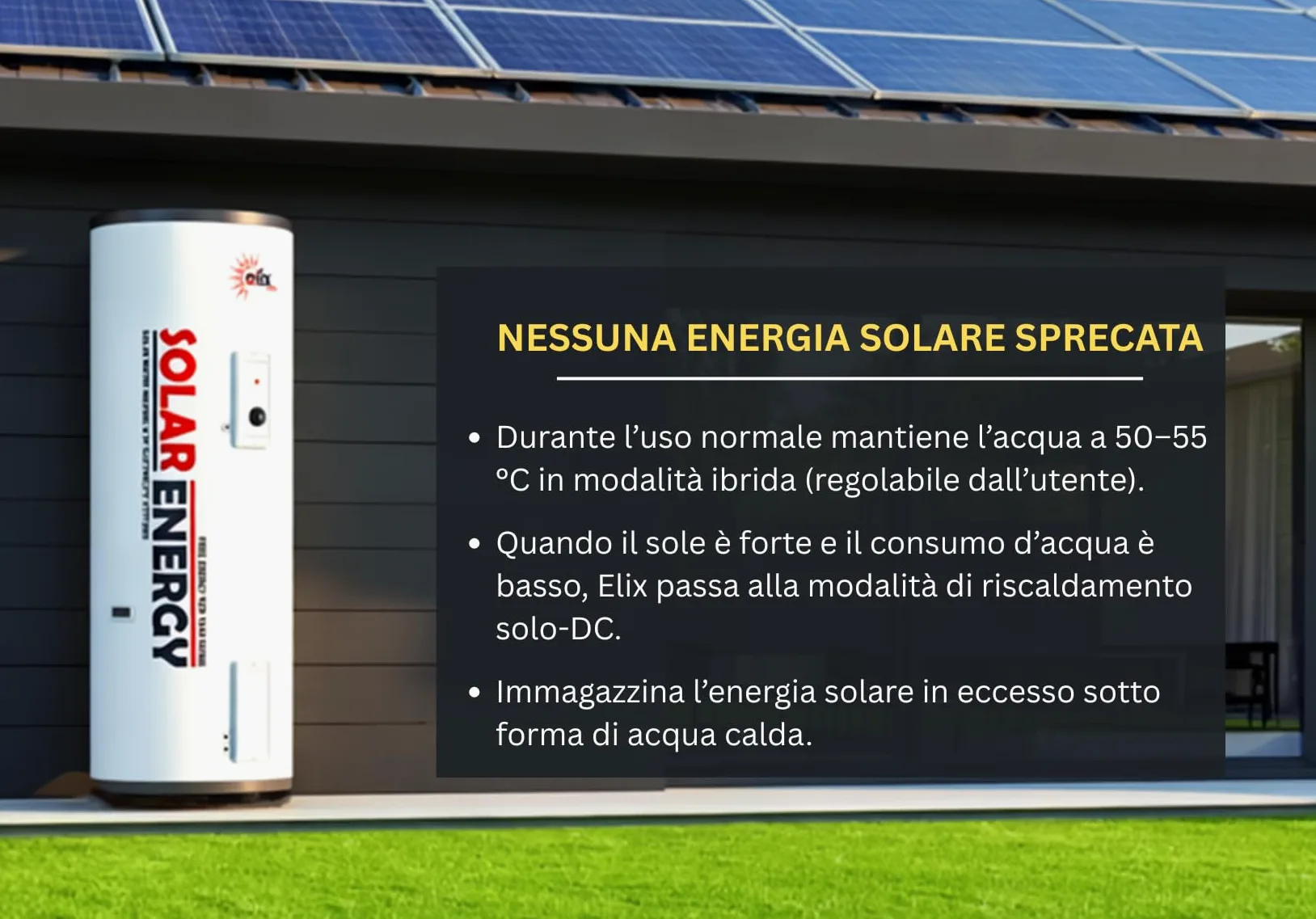 Scaldabagno Solare Fotovoltaico PV Elix 150/200 L | MPPT (con MPPT, 200L, DC 1500W)