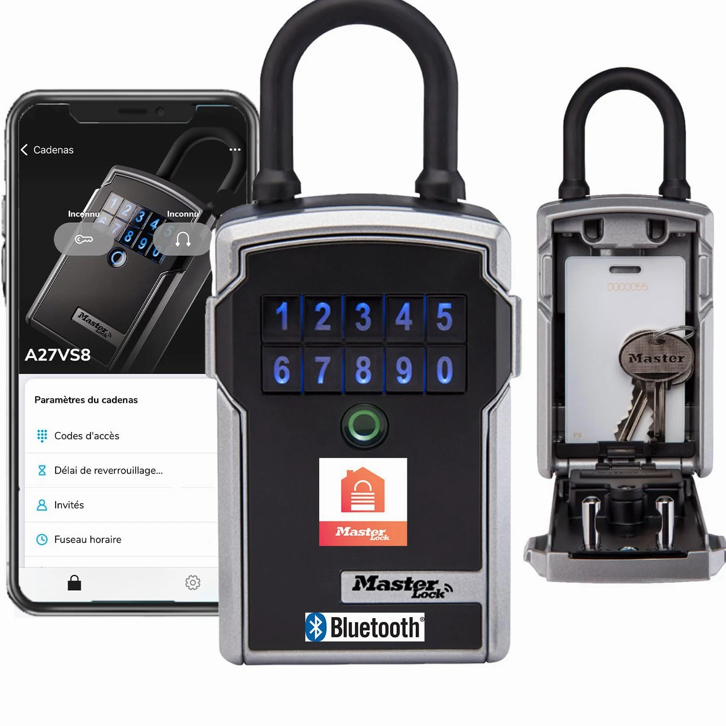 Master Lock 5440EURD Cassaforte per chiavi con Bluetooth con combinazione, Archetto, Resistente agli agenti atmosferici, Mini cassaforte per chiavi Select Access Smart