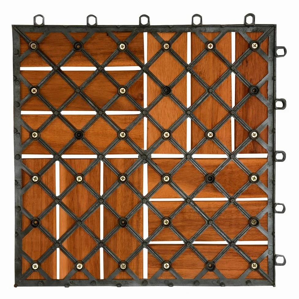 CASARIA Set 66 Piastrelle 30x30 cm in Legno di Acacia Certificato FSC® Superficie Totale 6 m² per Esterno Sistema a Incastro Pavimento per Terrazza Balcone Giardino Pavimentazione Mattonelle